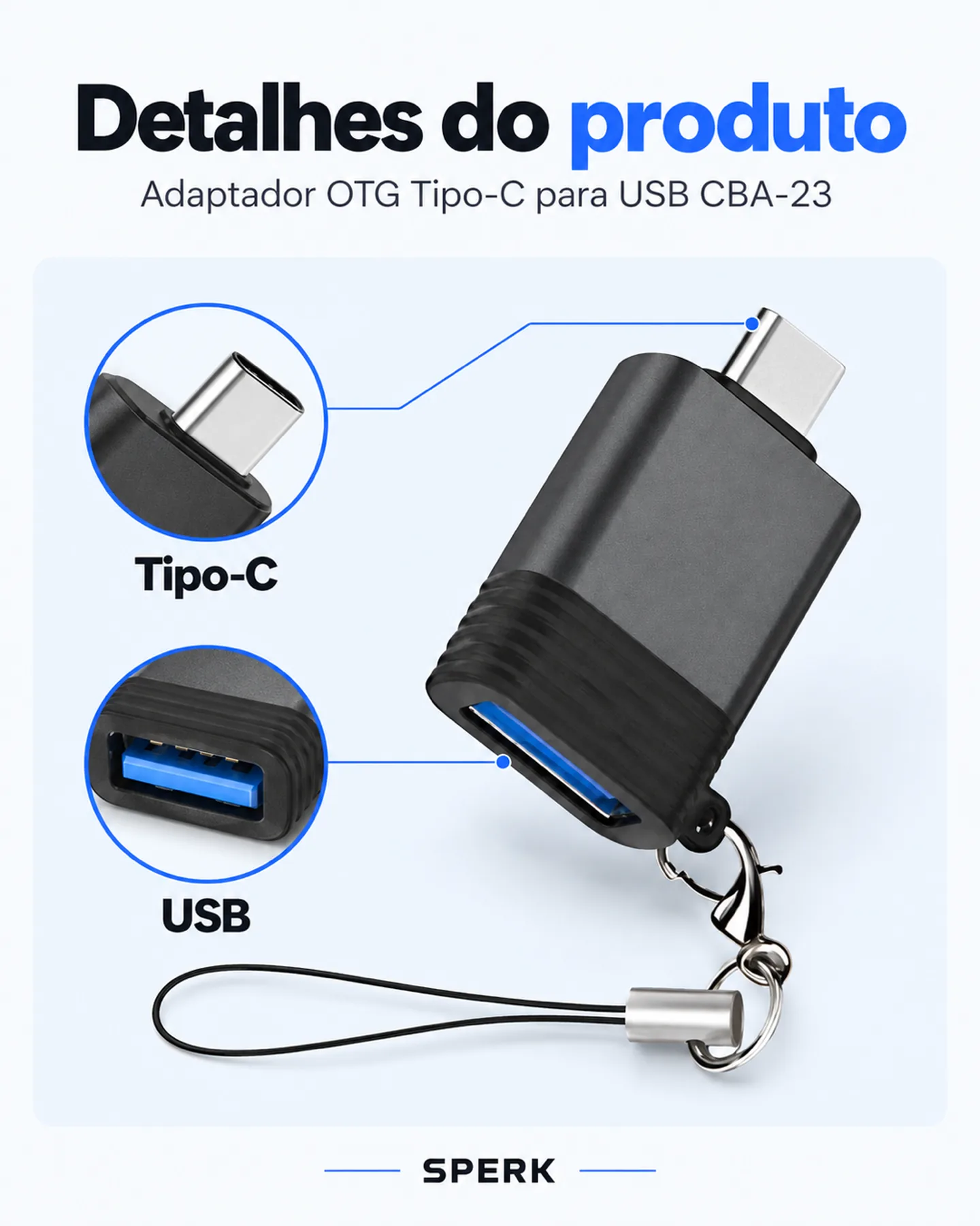 Adaptador OTG Tipo-C para USB CBA-23 — painel 4