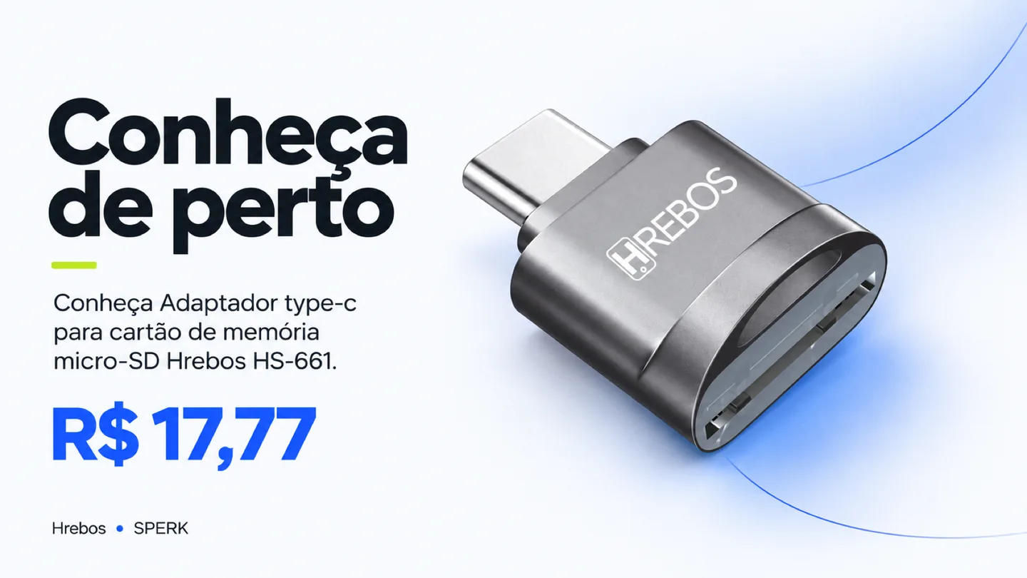 Adaptador type-c para cartão de memória micro-SD Hrebos HS-661 — heroi descricao