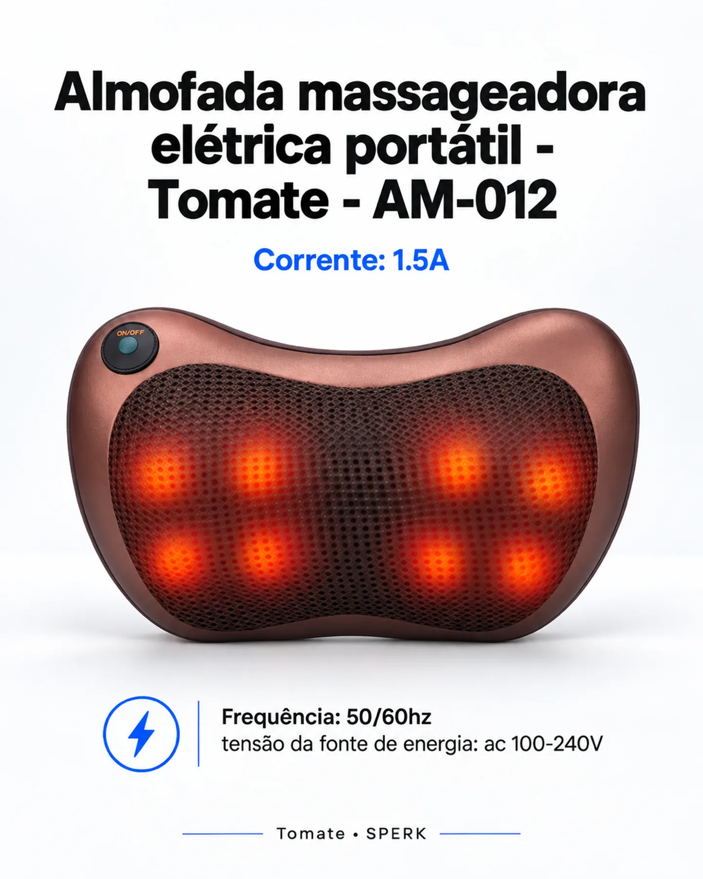 Almofada massageadora elétrica portátil - Tomate - AM-012 — painel 1
