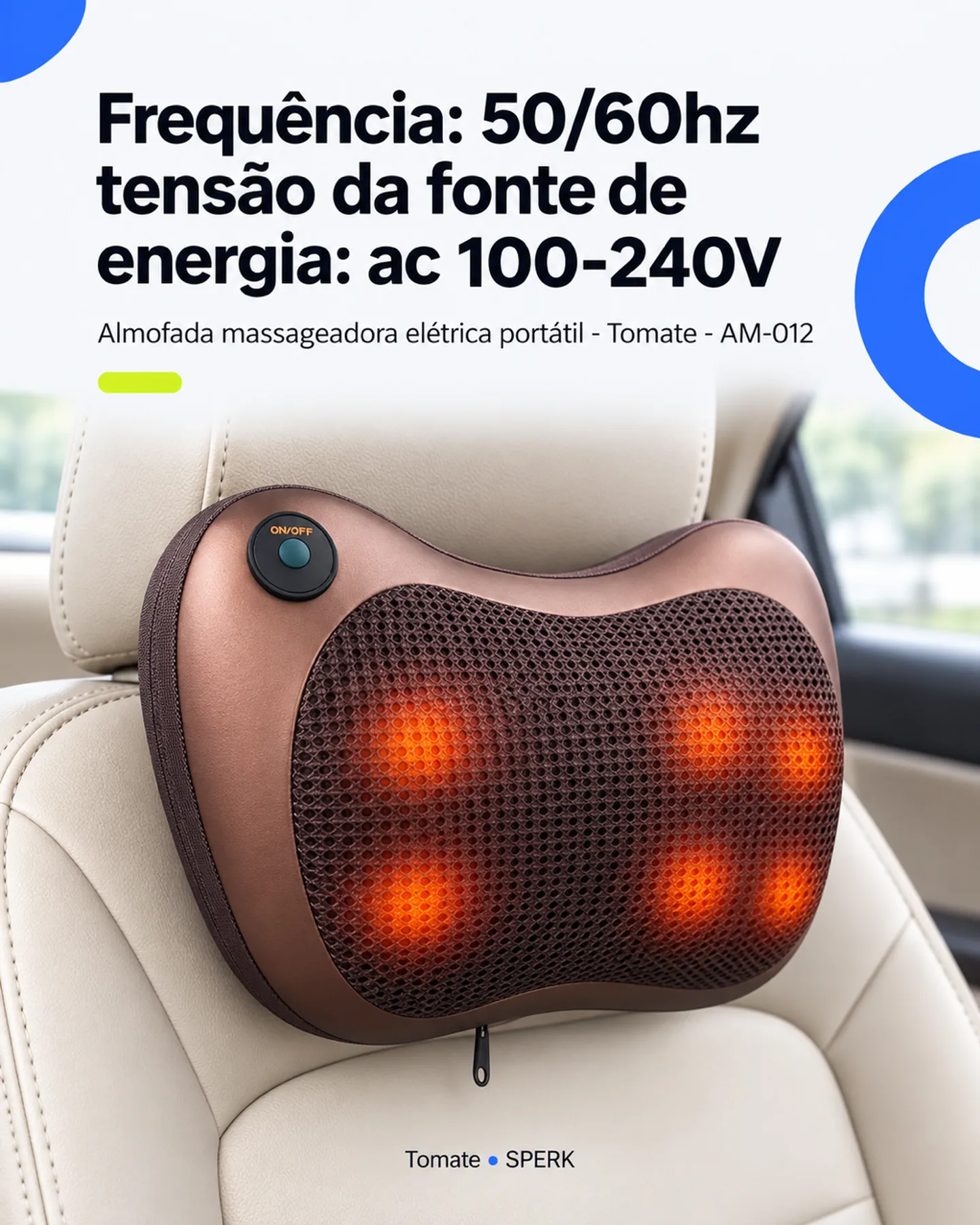 Almofada massageadora elétrica portátil - Tomate - AM-012 — painel 3