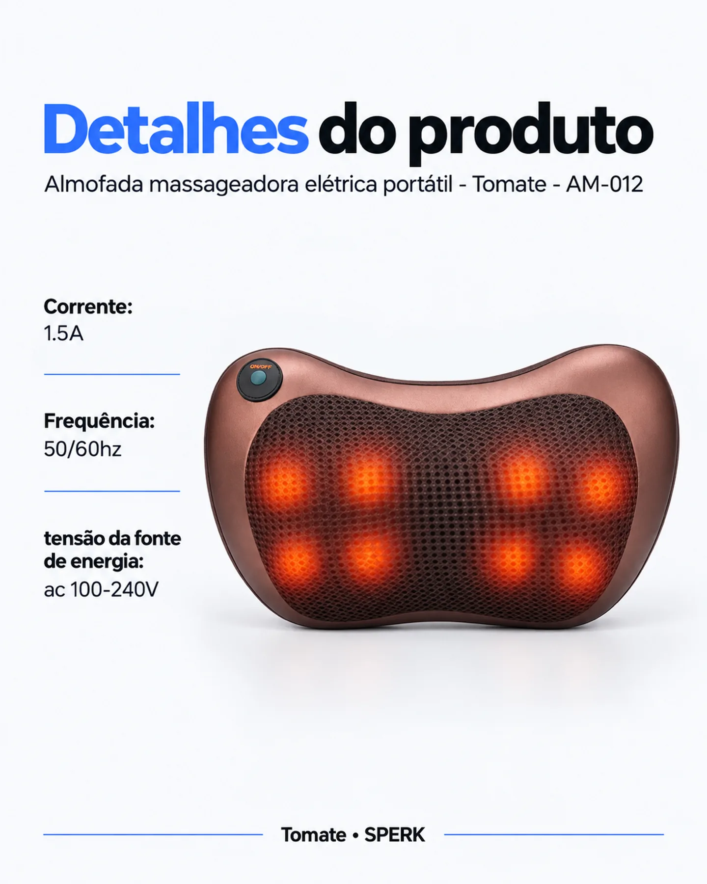 Almofada massageadora elétrica portátil - Tomate - AM-012 — painel 4