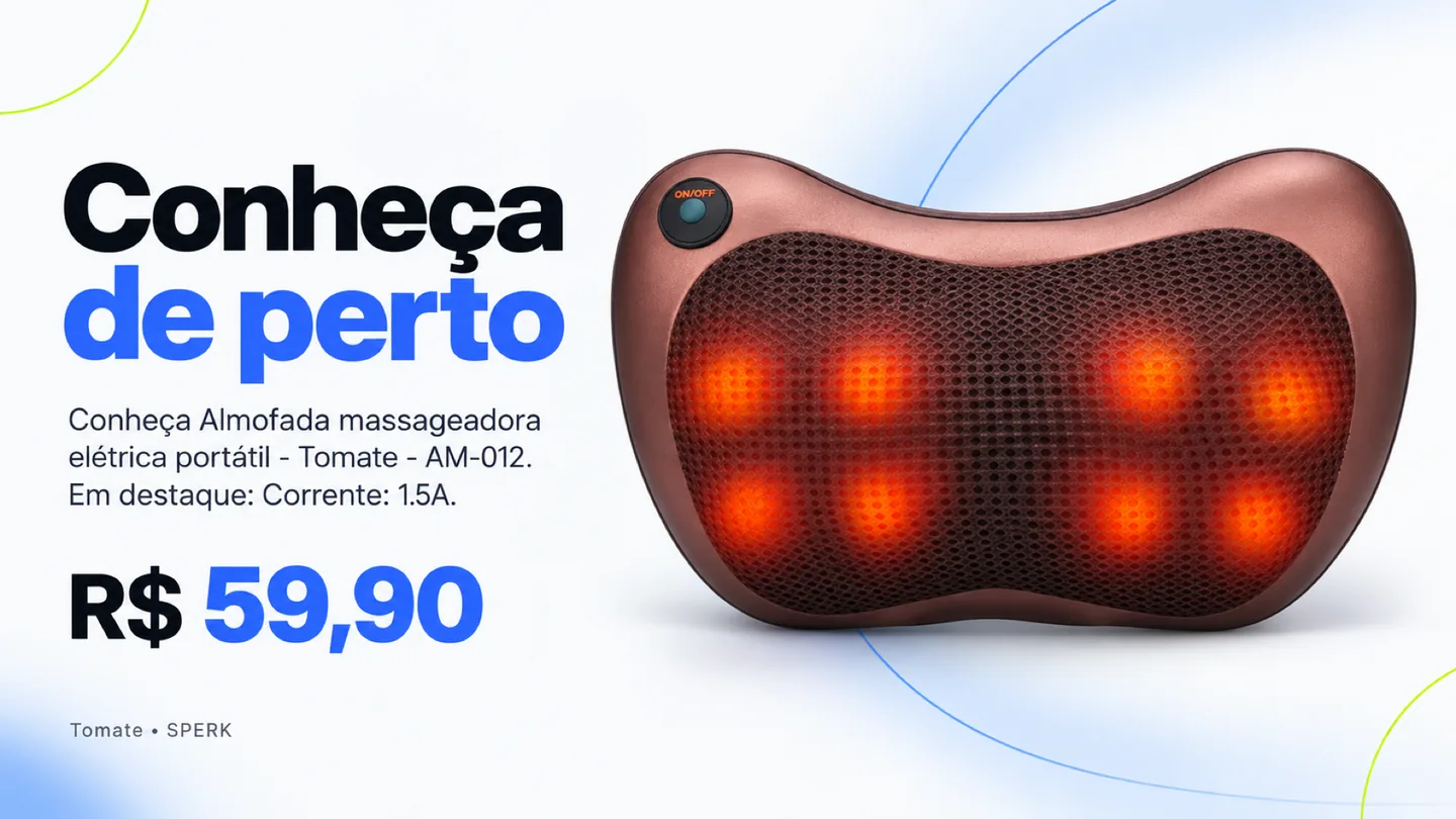 Almofada massageadora elétrica portátil - Tomate - AM-012 — heroi descricao