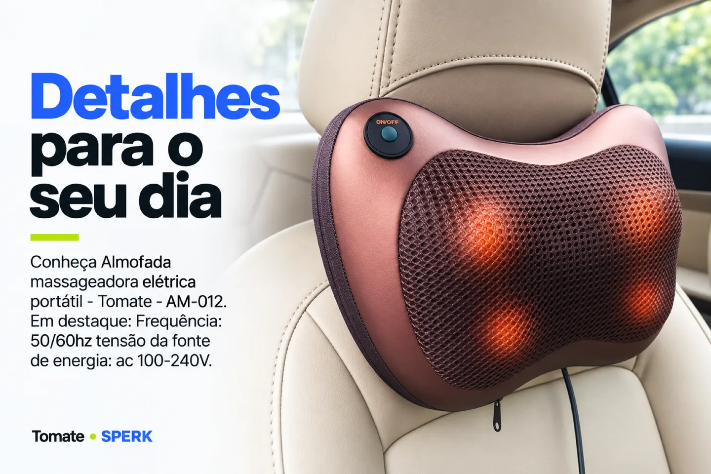 Almofada massageadora elétrica portátil - Tomate - AM-012 — diferencial uso