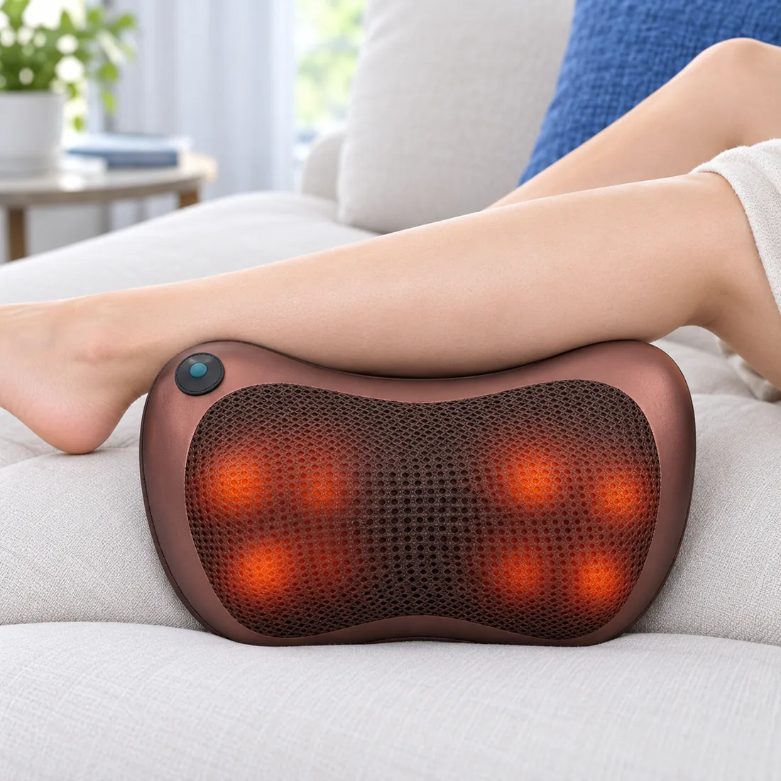 Almofada massageadora elétrica portátil - Tomate - AM-012 — uso
