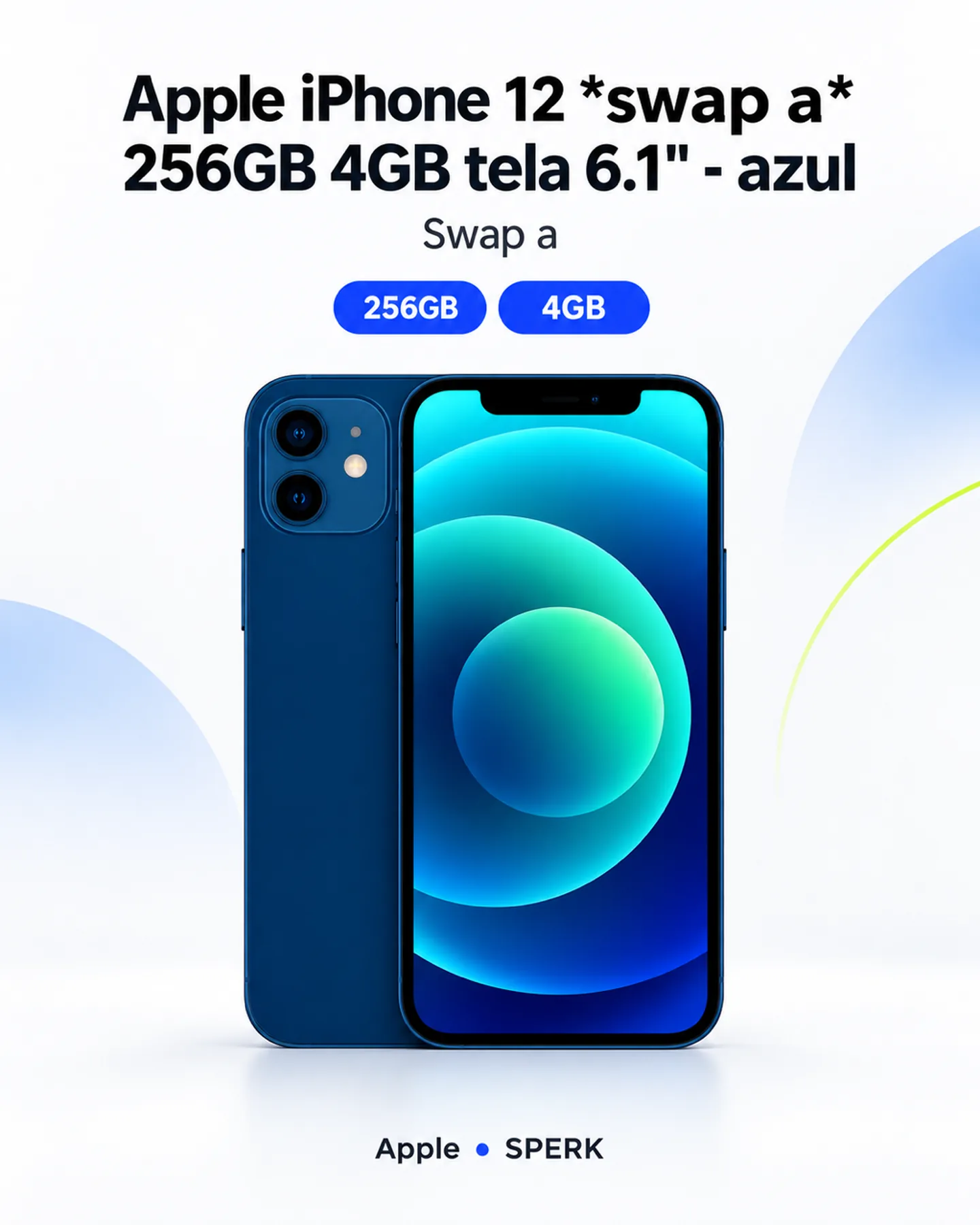 Apple iPhone 12 *swap a* 256GB 4GB tela 6.1" - azul — painel 1