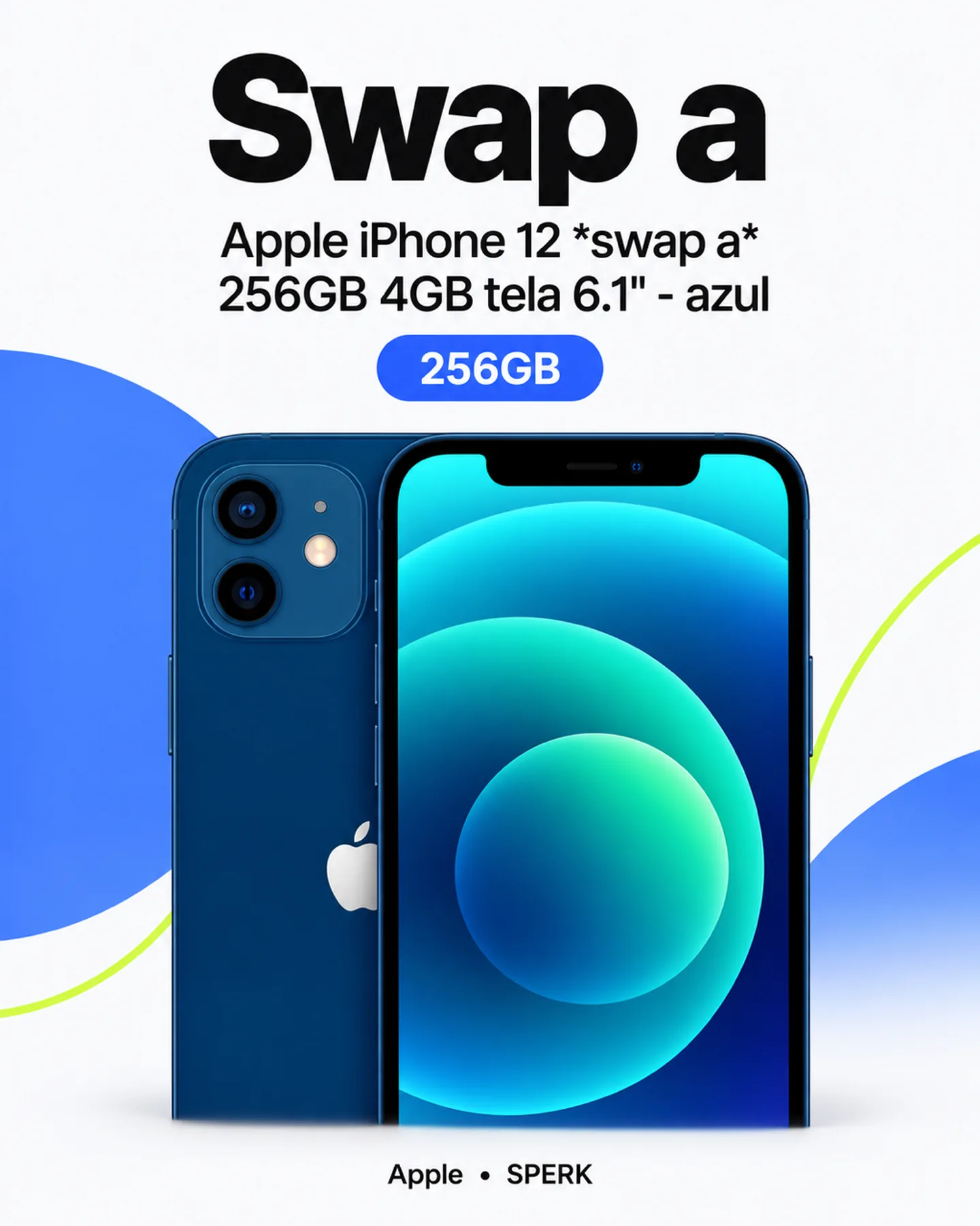 Apple iPhone 12 *swap a* 256GB 4GB tela 6.1" - azul — painel 2