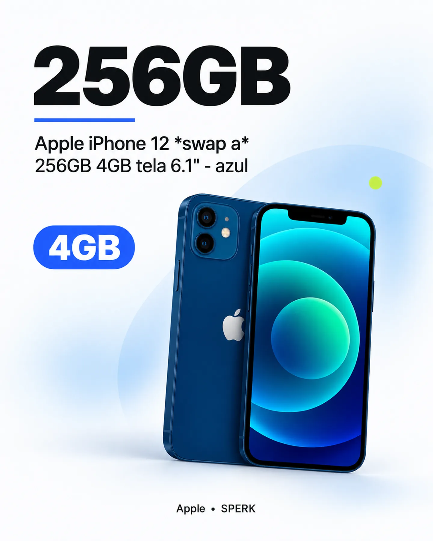 Apple iPhone 12 *swap a* 256GB 4GB tela 6.1" - azul — painel 3