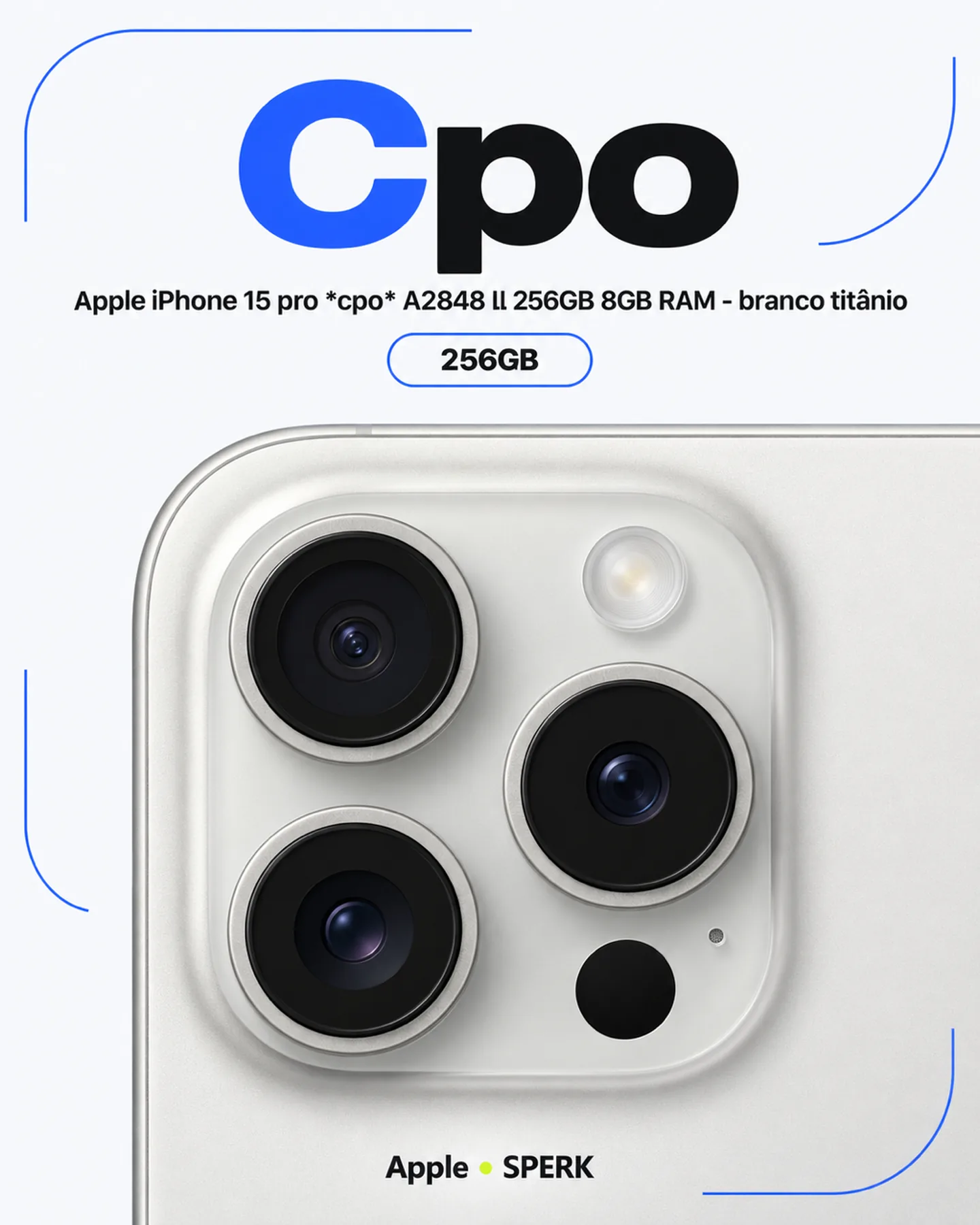 Apple iPhone 15 pro *cpo* A2848 ll 256GB 8GB RAM - branco titânio — painel 2