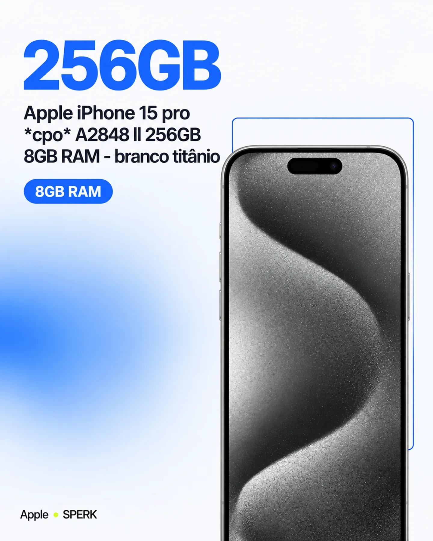 Apple iPhone 15 pro *cpo* A2848 ll 256GB 8GB RAM - branco titânio — painel 3