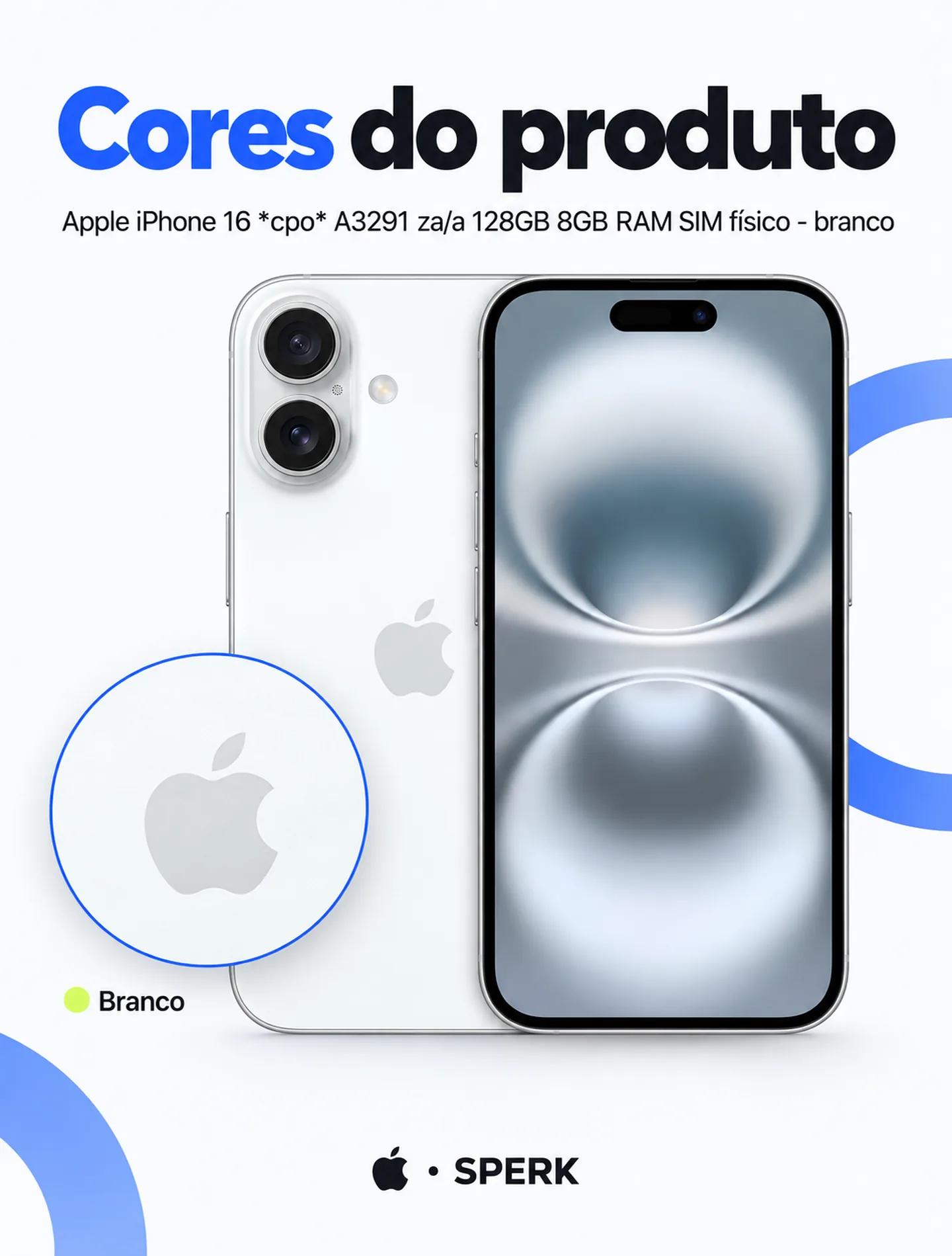 Apple iPhone 16 *cpo* A3291 za/a 128GB 8GB RAM SIM físico - branco — painel 5