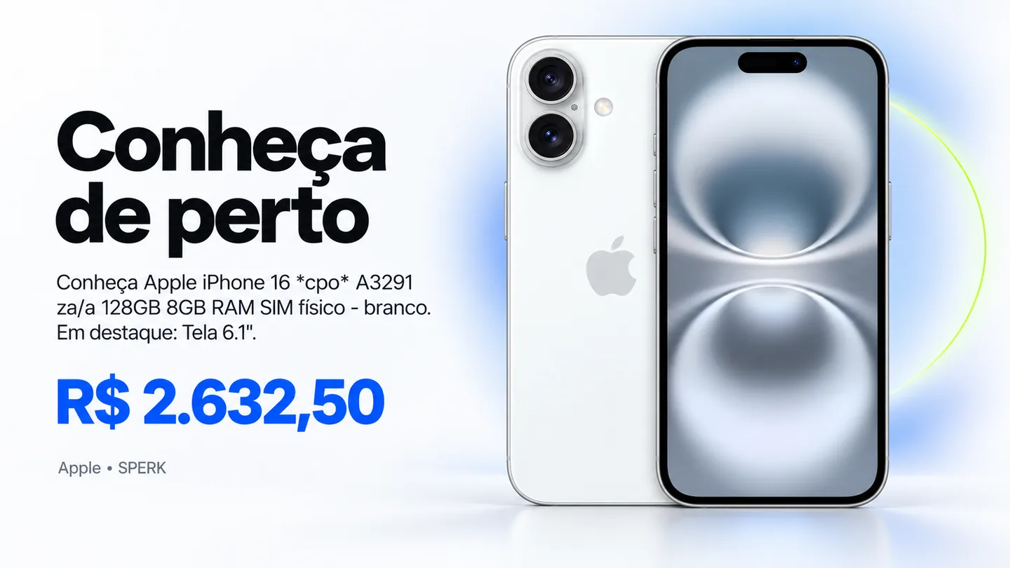 Apple iPhone 16 *cpo* A3291 za/a 128GB 8GB RAM SIM físico - branco — heroi descricao