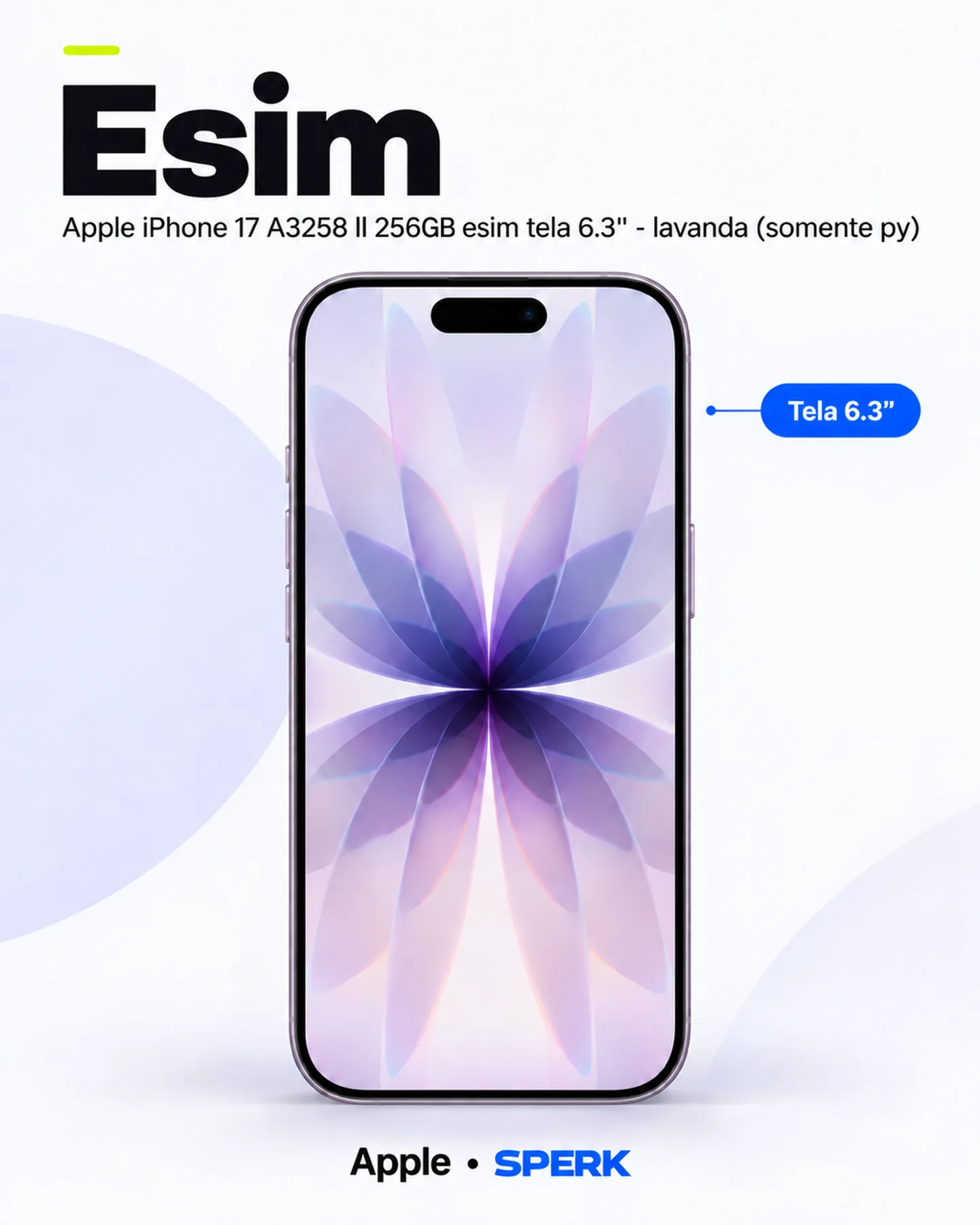 Apple iPhone 17 A3258 ll 256GB esim tela 6.3" - lavanda (somente py) — painel 3