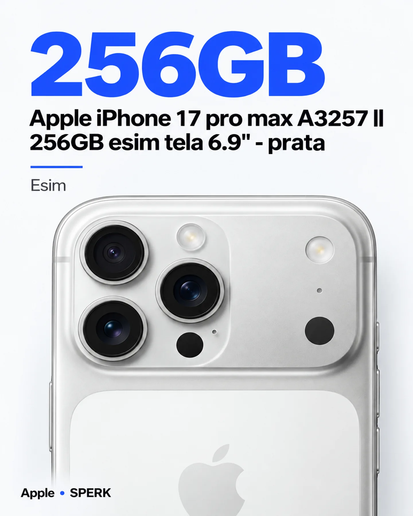 Apple iPhone 17 pro max A3257 ll 256GB esim tela 6.9" - prata — painel 2