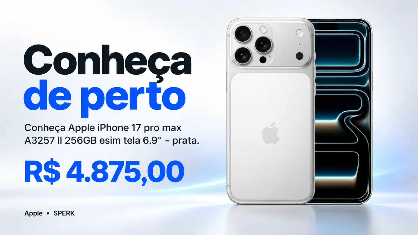 Apple iPhone 17 pro max A3257 ll 256GB esim tela 6.9" - prata — heroi descricao