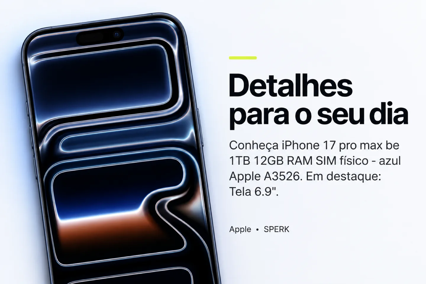 iPhone 17 pro max be 1TB 12GB RAM SIM físico - azul Apple A3526 — diferencial uso