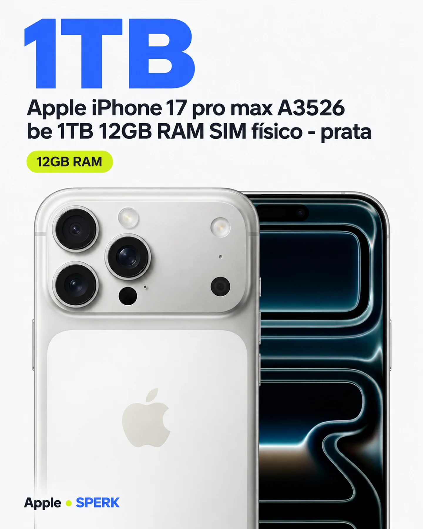 Apple iPhone 17 pro max A3526 be 1TB 12GB RAM SIM físico - prata — painel 2