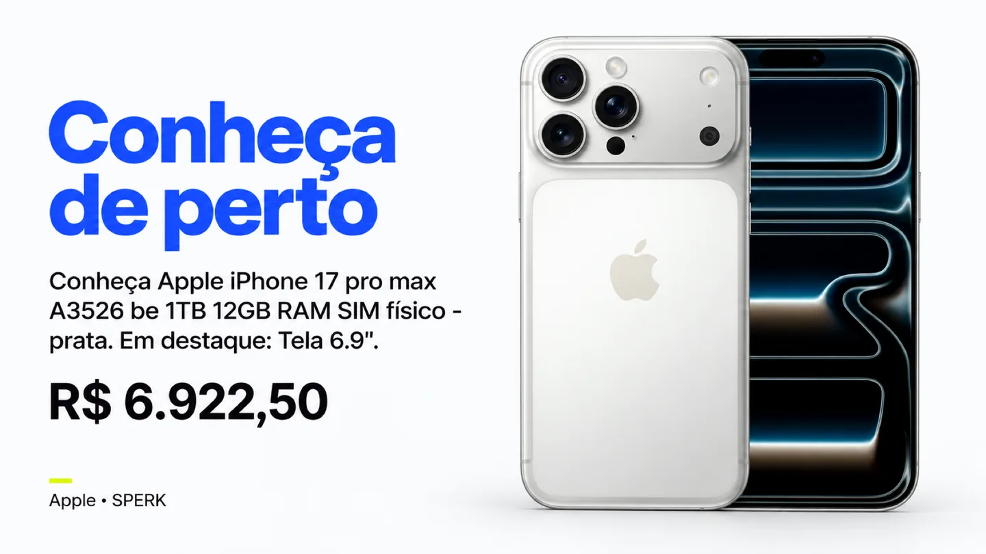 Apple iPhone 17 pro max A3526 be 1TB 12GB RAM SIM físico - prata — heroi descricao