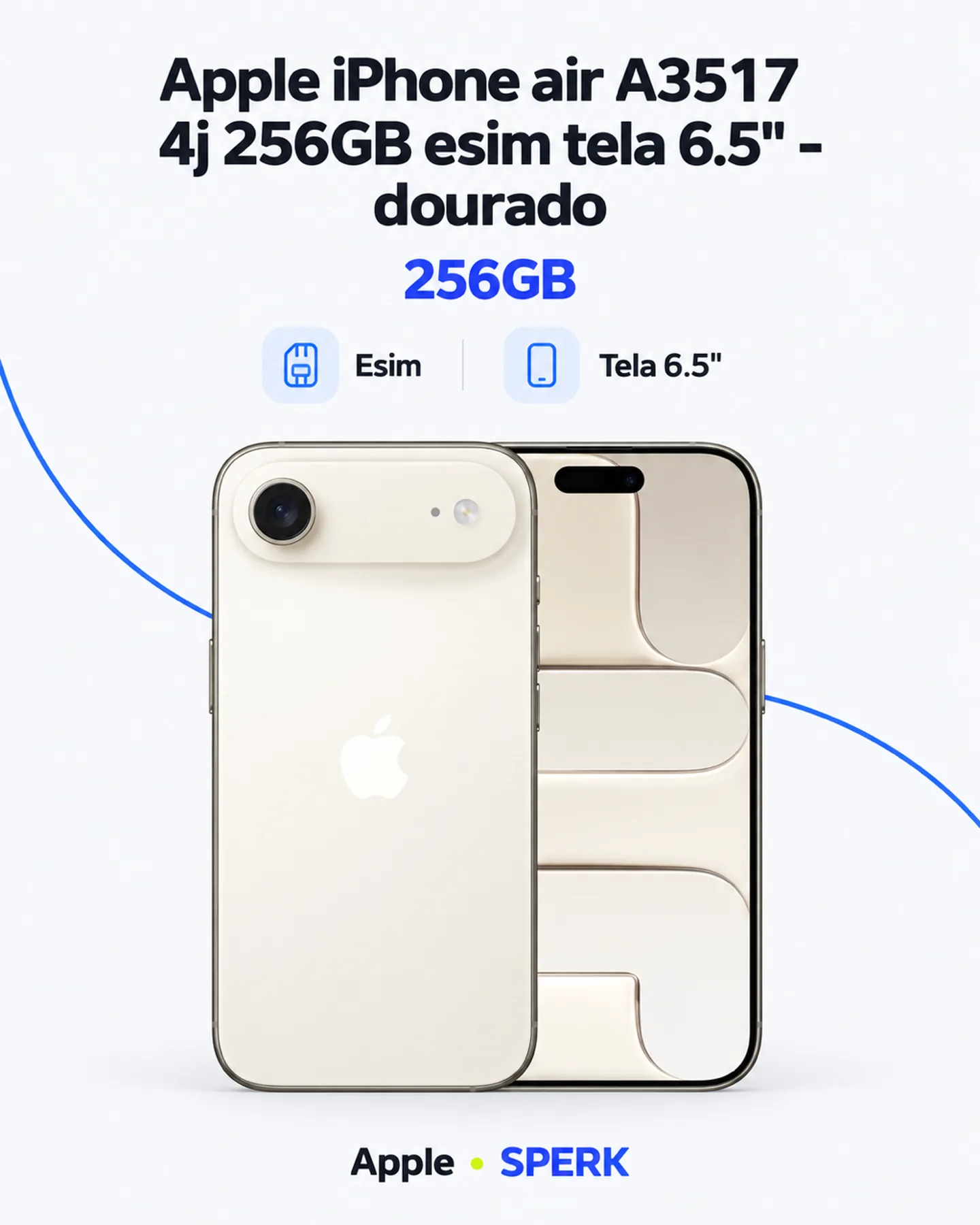 Apple iPhone air A3517 4j 256GB esim tela 6.5" - dourado — painel 1