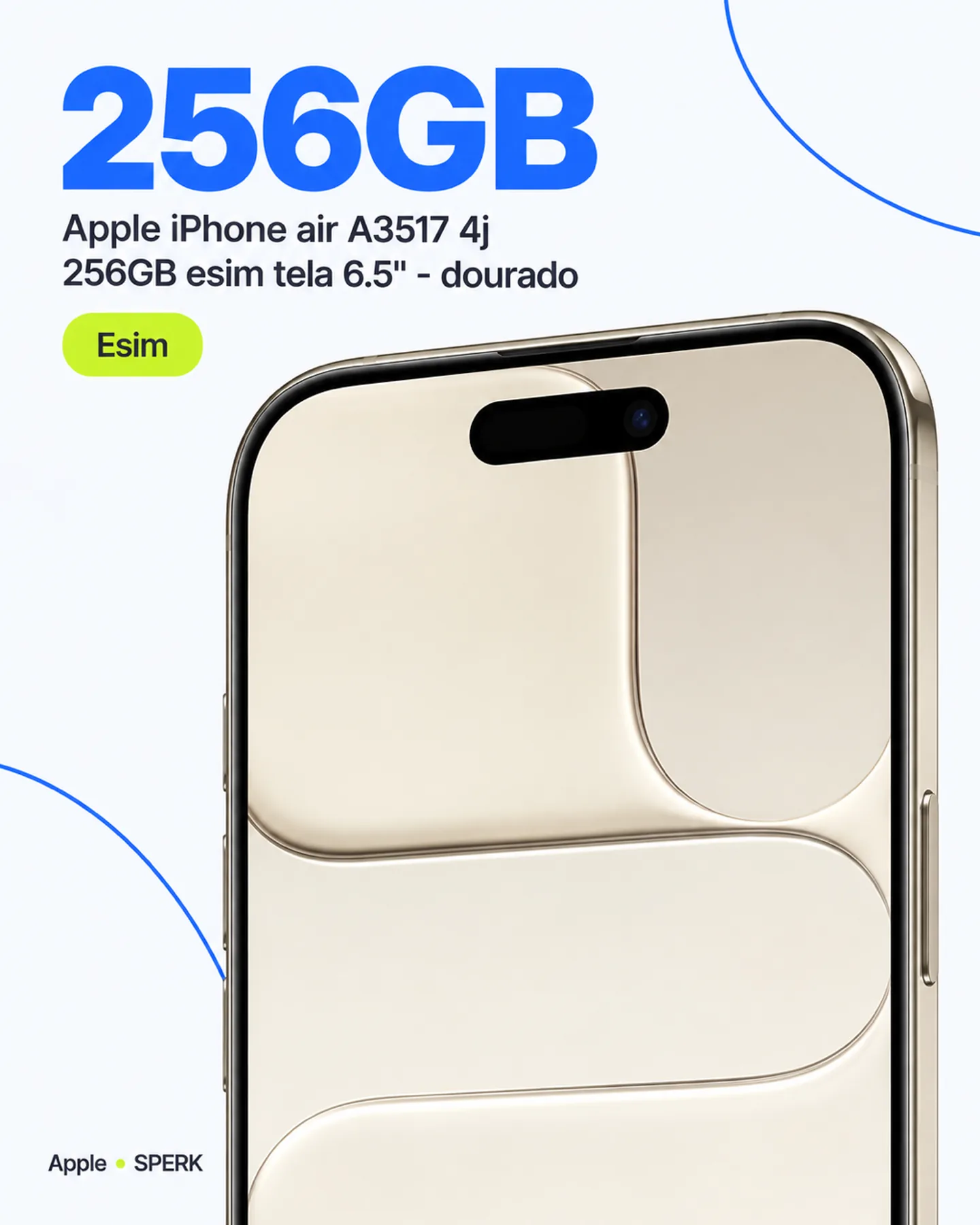 Apple iPhone air A3517 4j 256GB esim tela 6.5" - dourado — painel 2