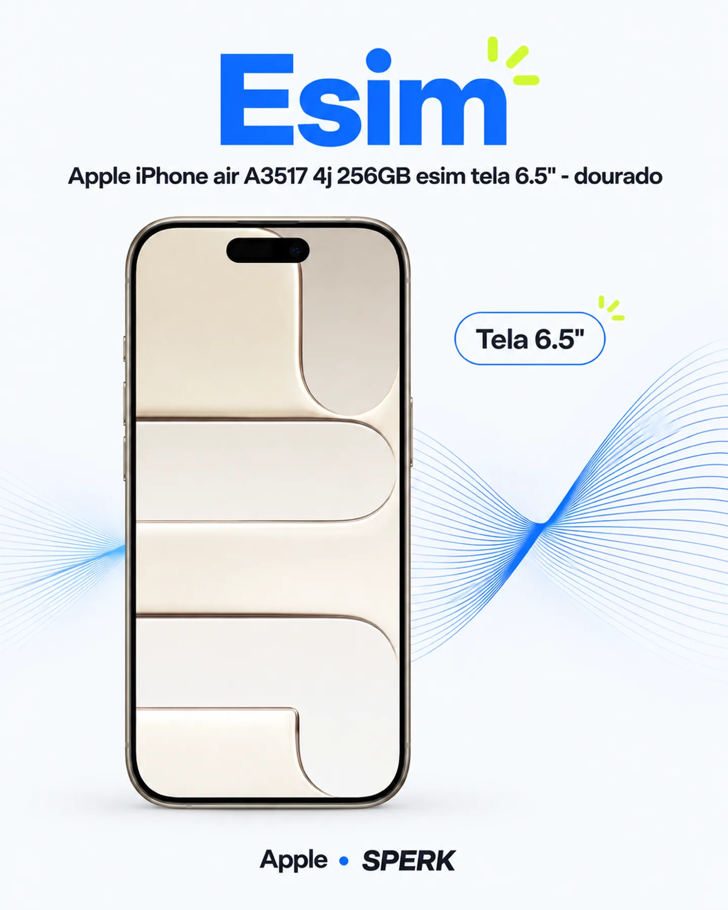 Apple iPhone air A3517 4j 256GB esim tela 6.5" - dourado — painel 3