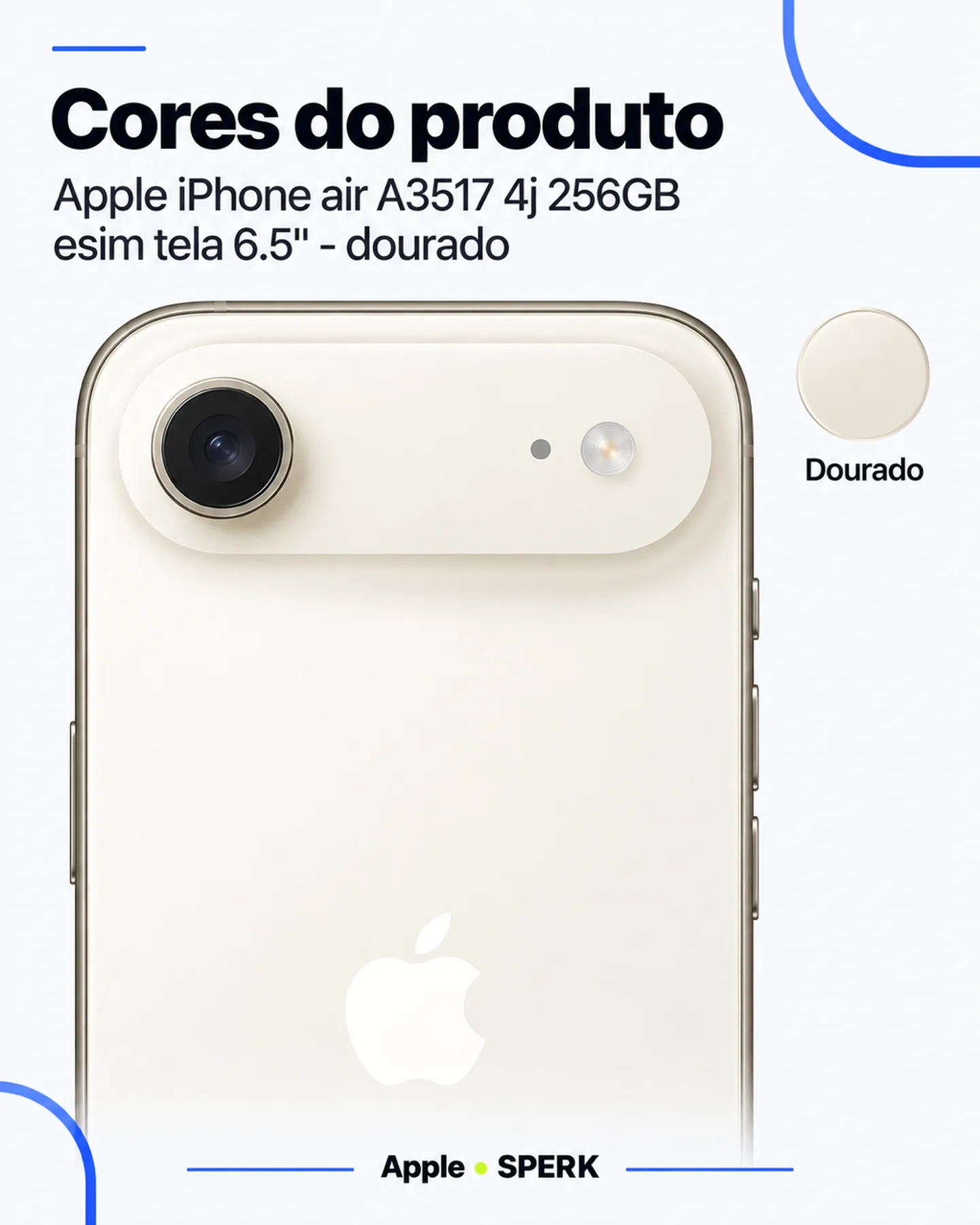 Apple iPhone air A3517 4j 256GB esim tela 6.5" - dourado — painel 5