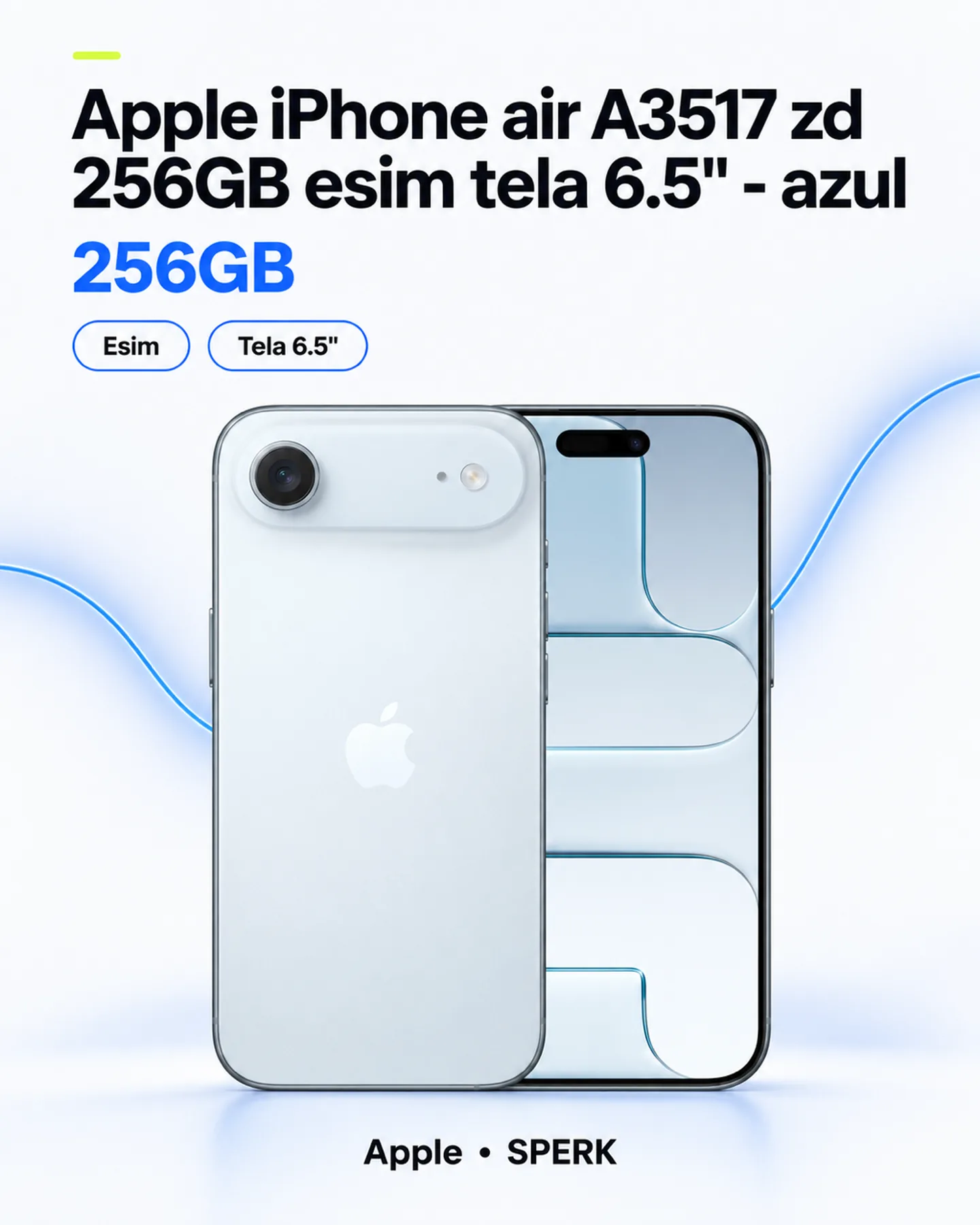 Apple iPhone air A3517 zd 256GB esim tela 6.5" - azul — painel 1
