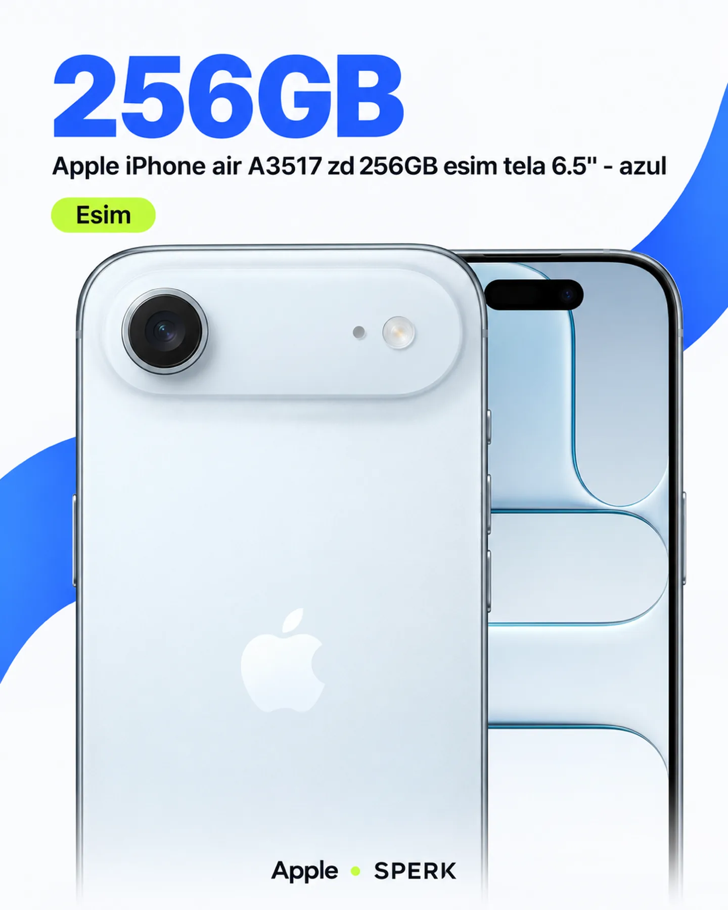 Apple iPhone air A3517 zd 256GB esim tela 6.5" - azul — painel 2
