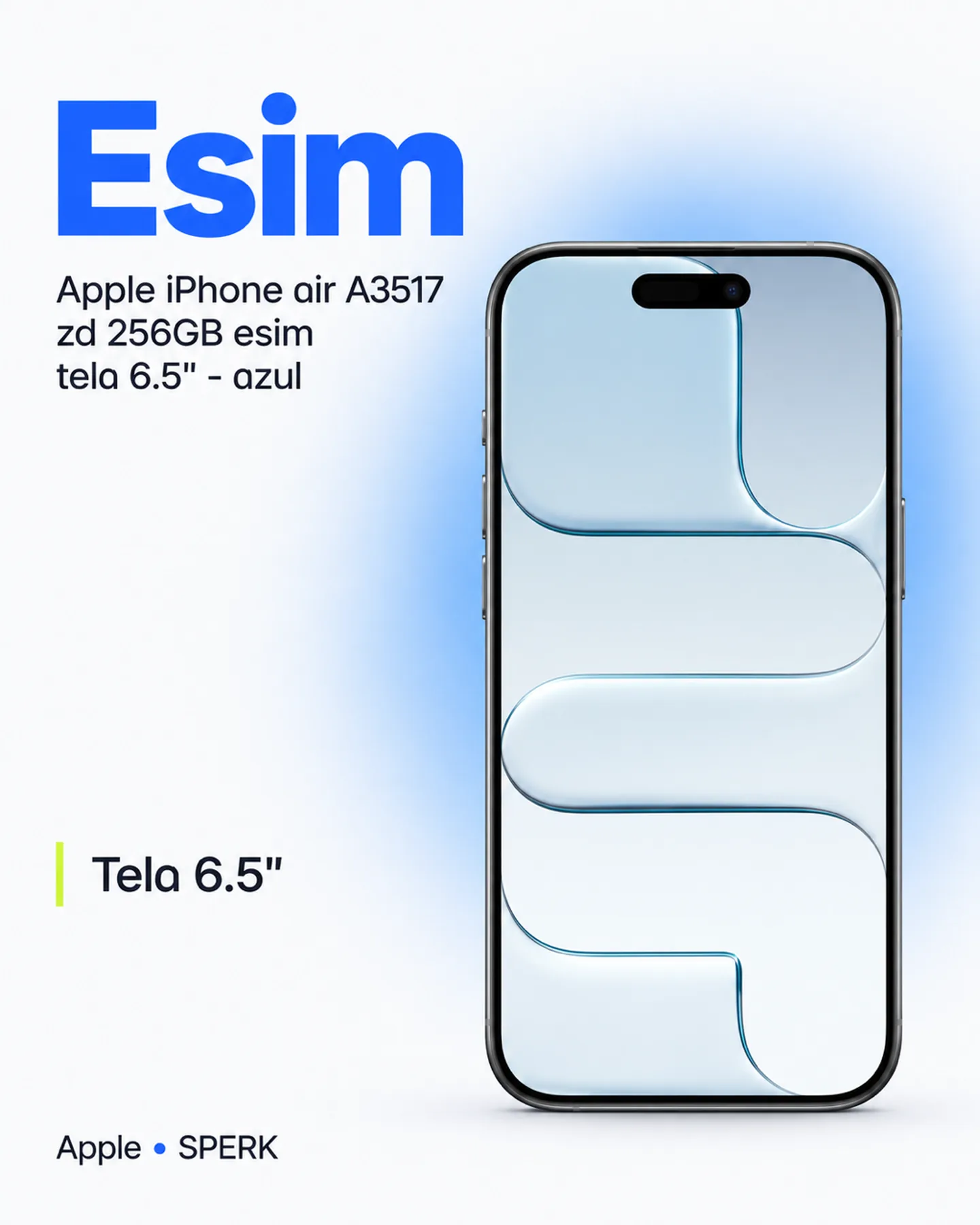 Apple iPhone air A3517 zd 256GB esim tela 6.5" - azul — painel 3