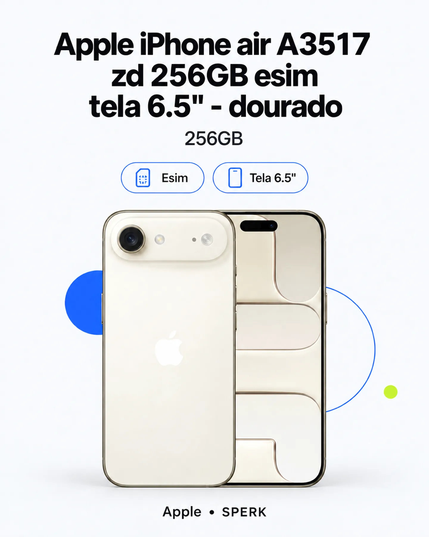 Apple iPhone air A3517 zd 256GB esim tela 6.5" - dourado — painel 1