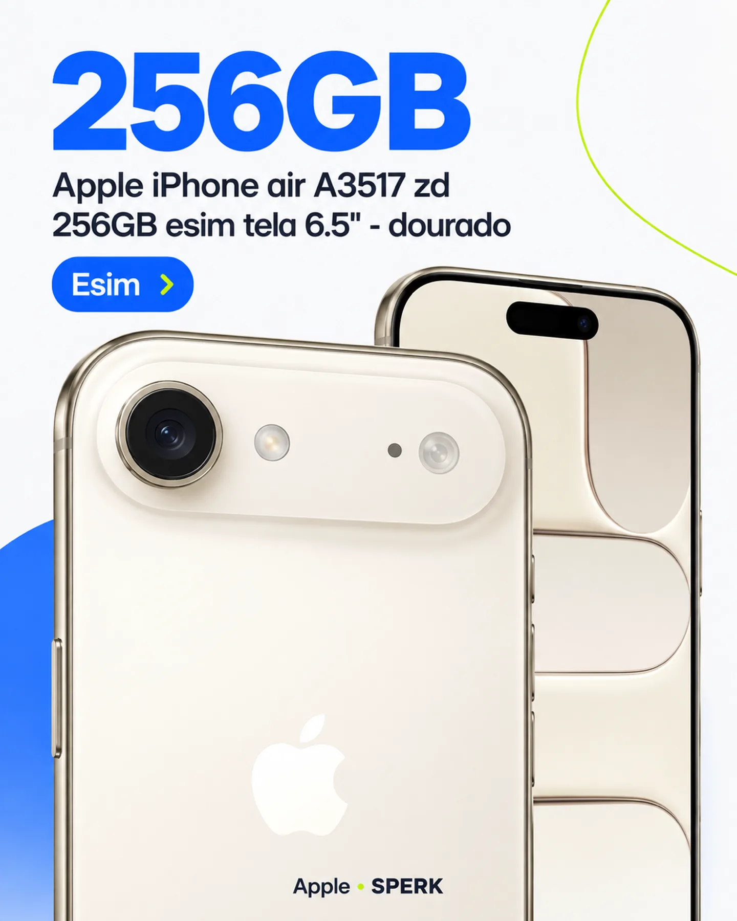 Apple iPhone air A3517 zd 256GB esim tela 6.5" - dourado — painel 2
