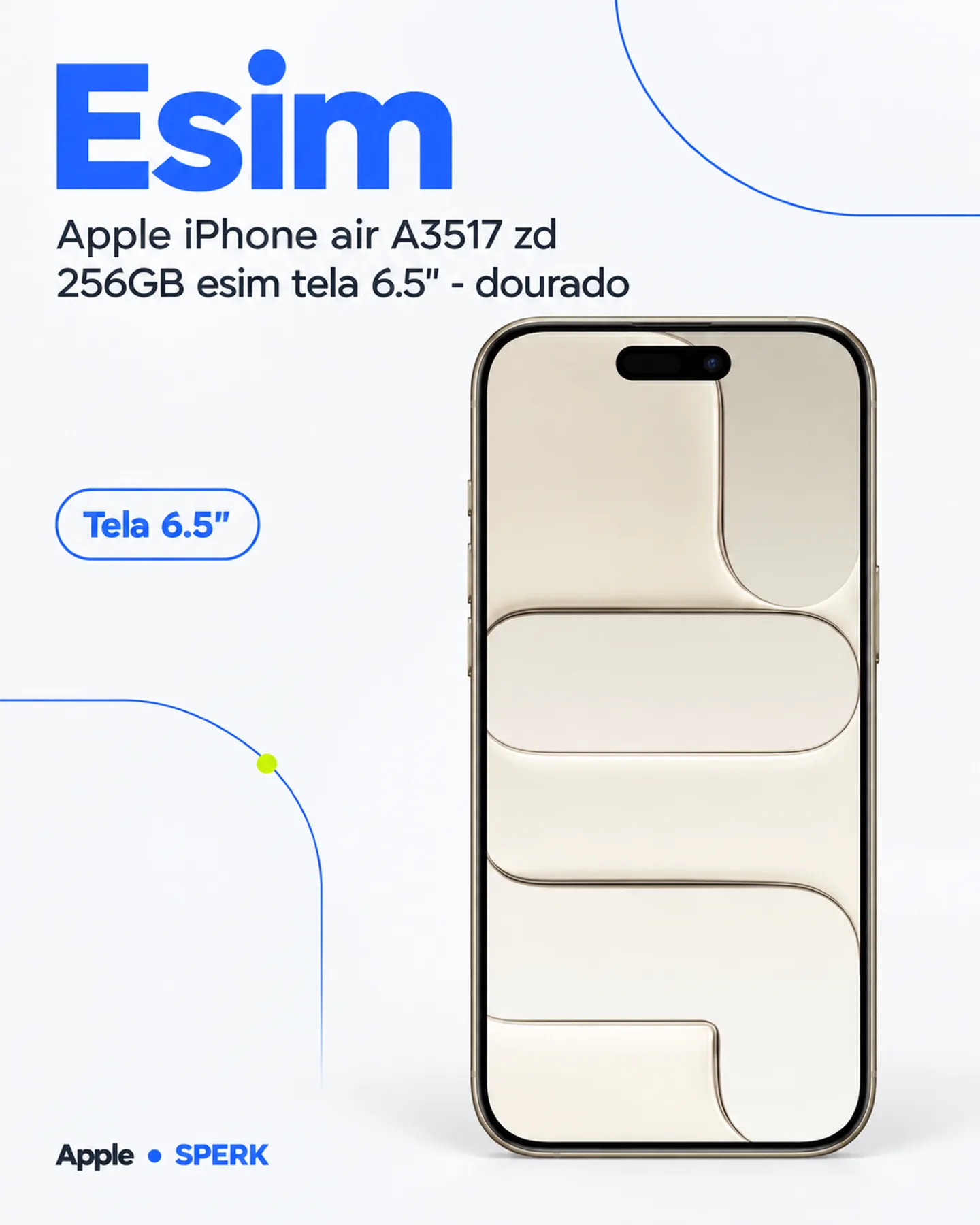 Apple iPhone air A3517 zd 256GB esim tela 6.5" - dourado — painel 3