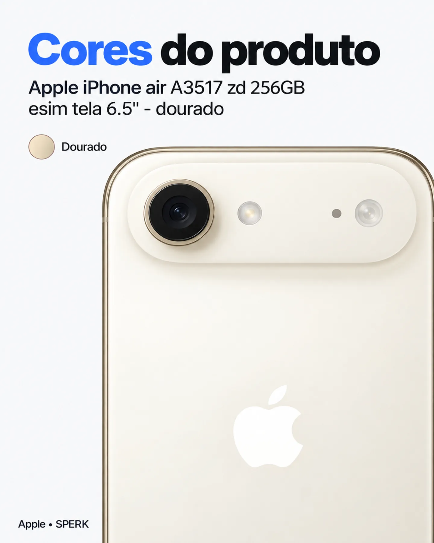 Apple iPhone air A3517 zd 256GB esim tela 6.5" - dourado — painel 5