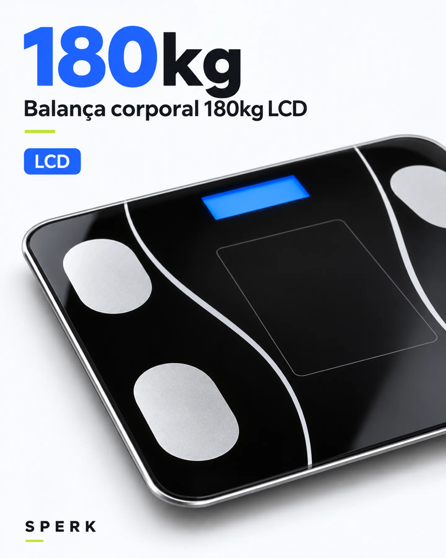 Balança corporal 180kg LCD — painel 2