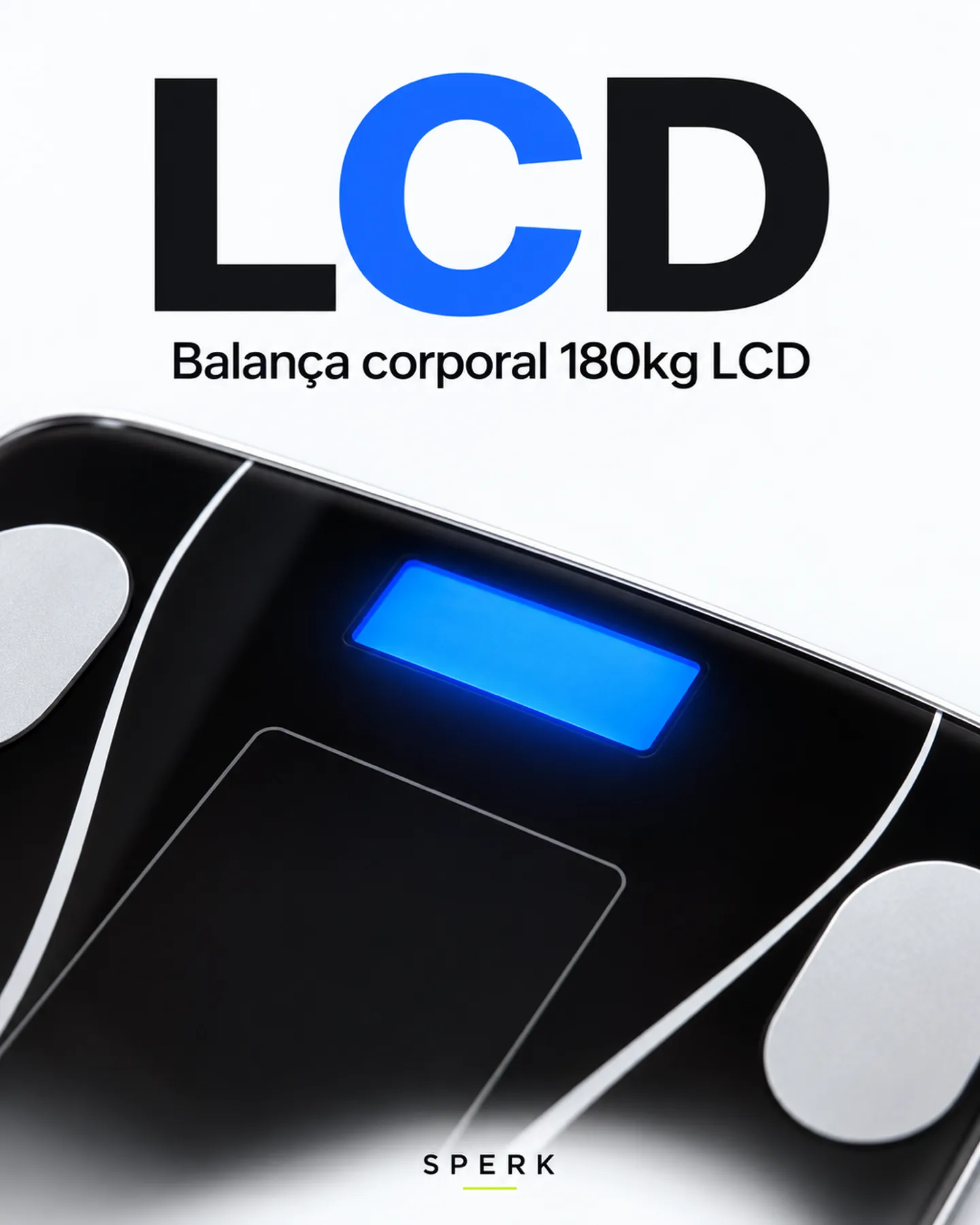 Balança corporal 180kg LCD — painel 3