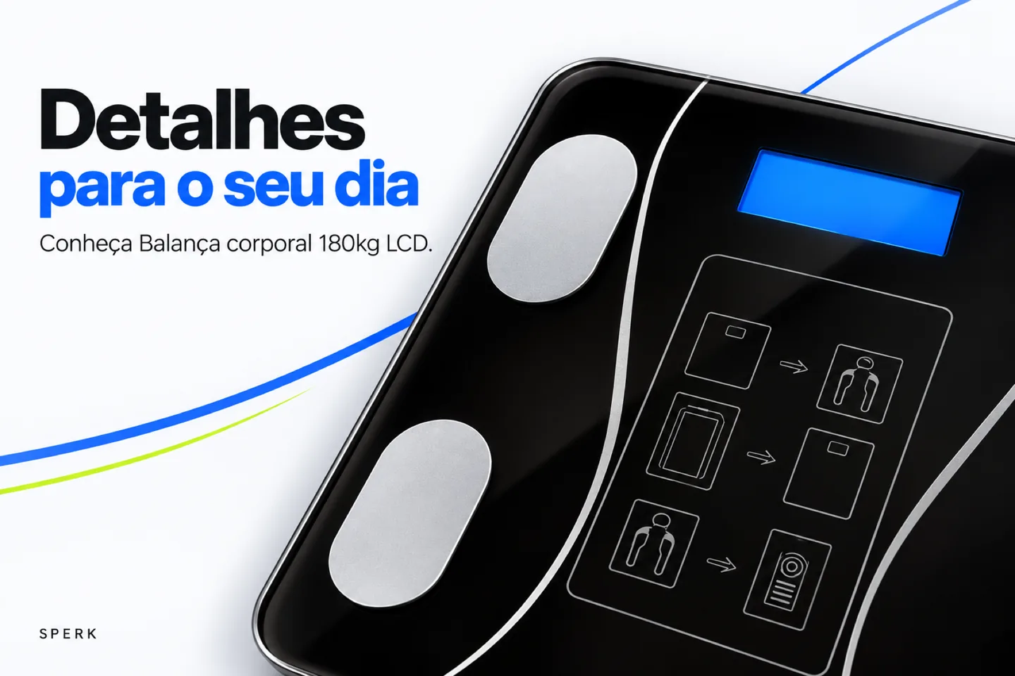 Balança corporal 180kg LCD — diferencial uso