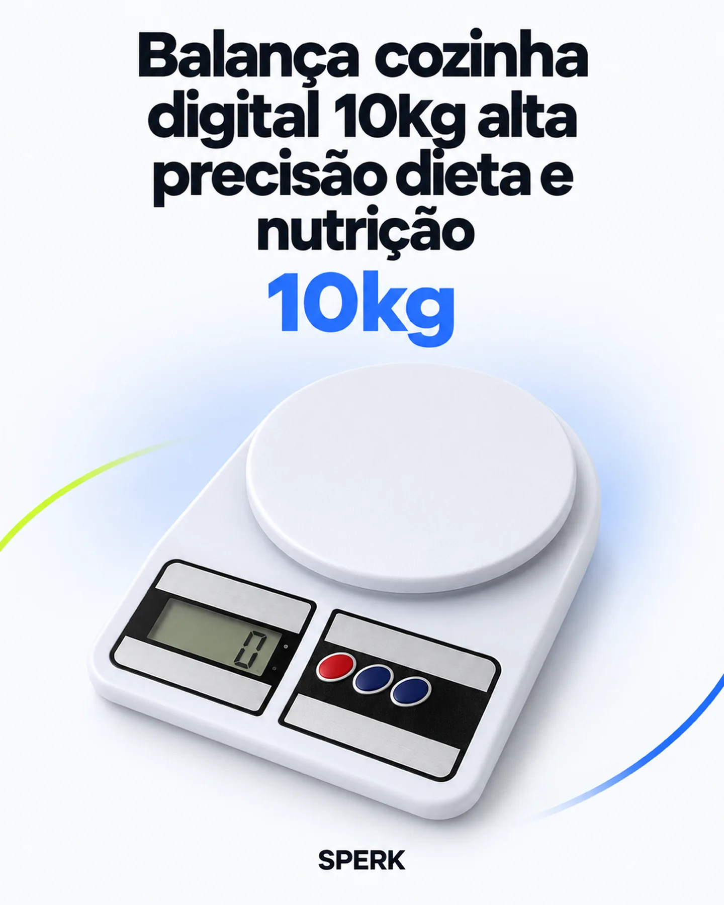 Balança cozinha digital 10kg alta precisão dieta e nutrição — painel 1