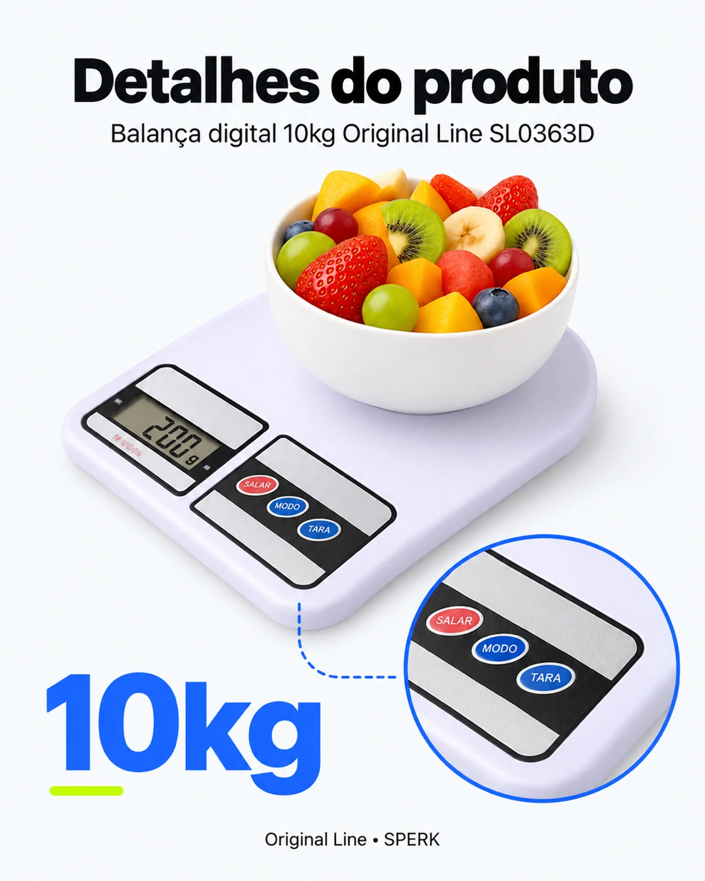Balança digital 10kg Original Line SL0363D — painel 5