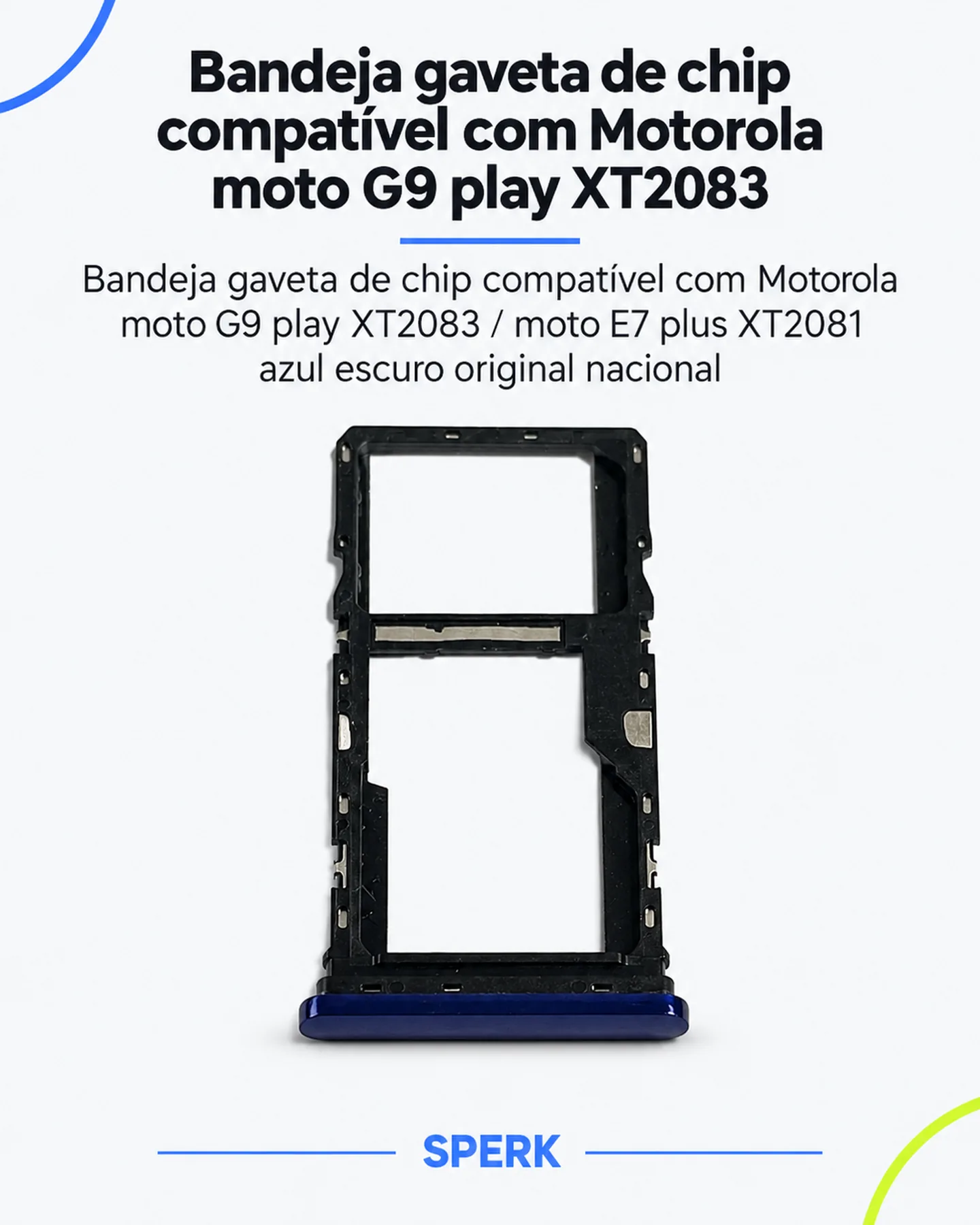 Bandeja gaveta de chip compatível com Motorola moto G9 play XT2083 — painel 1