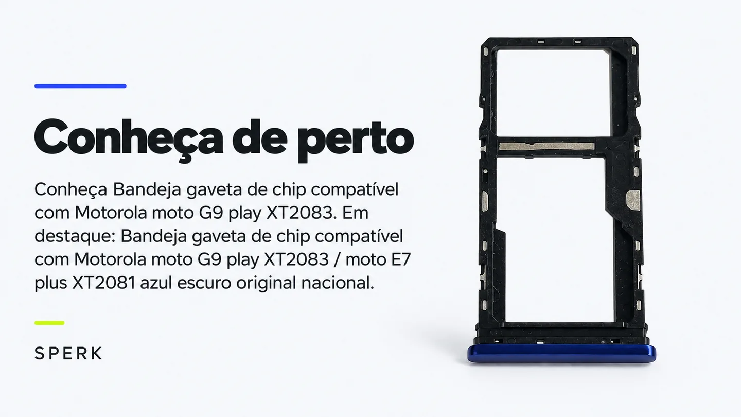 Bandeja gaveta de chip compatível com Motorola moto G9 play XT2083 — heroi descricao