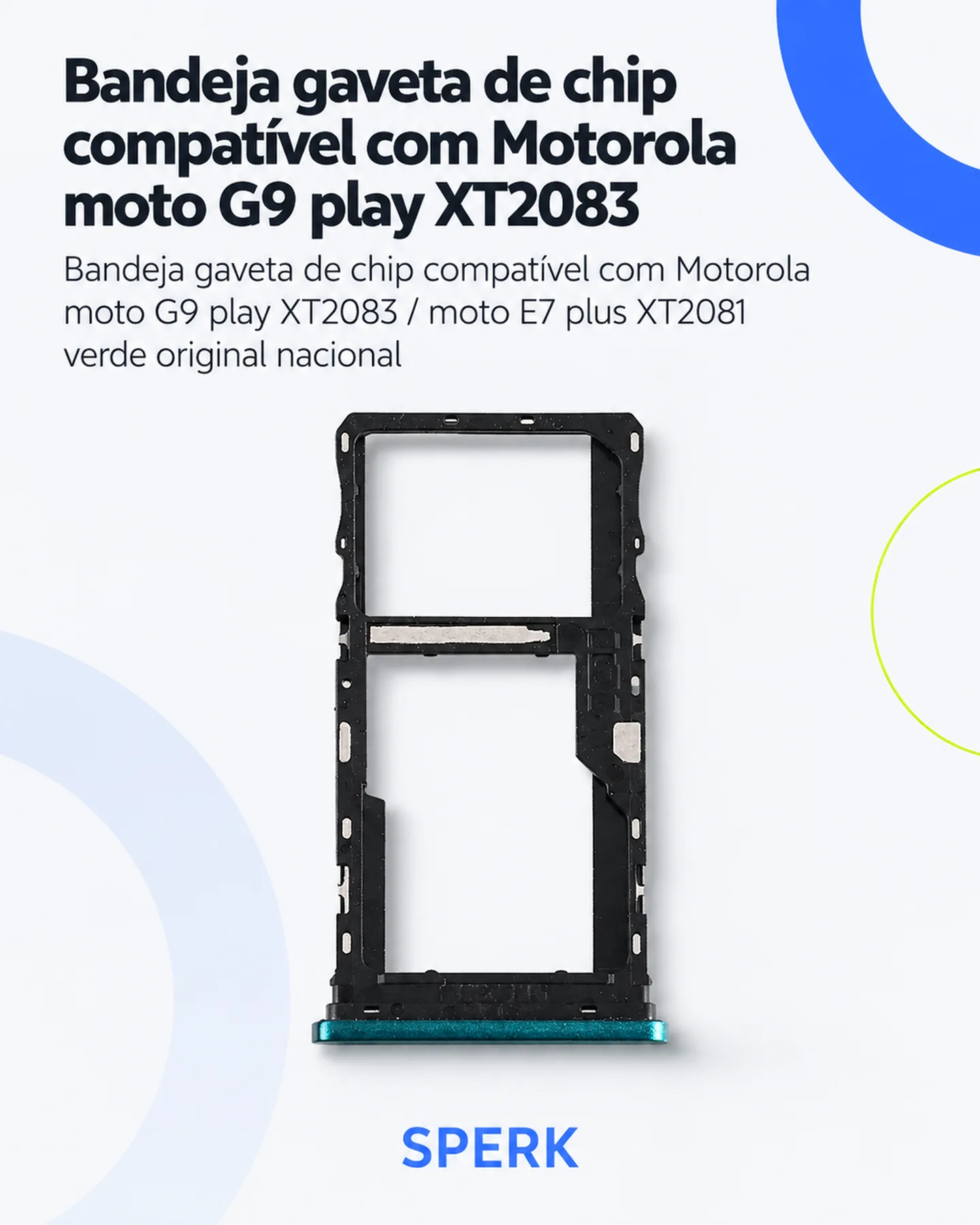 Bandeja gaveta de chip compatível com Motorola moto G9 play XT2083 — painel 1