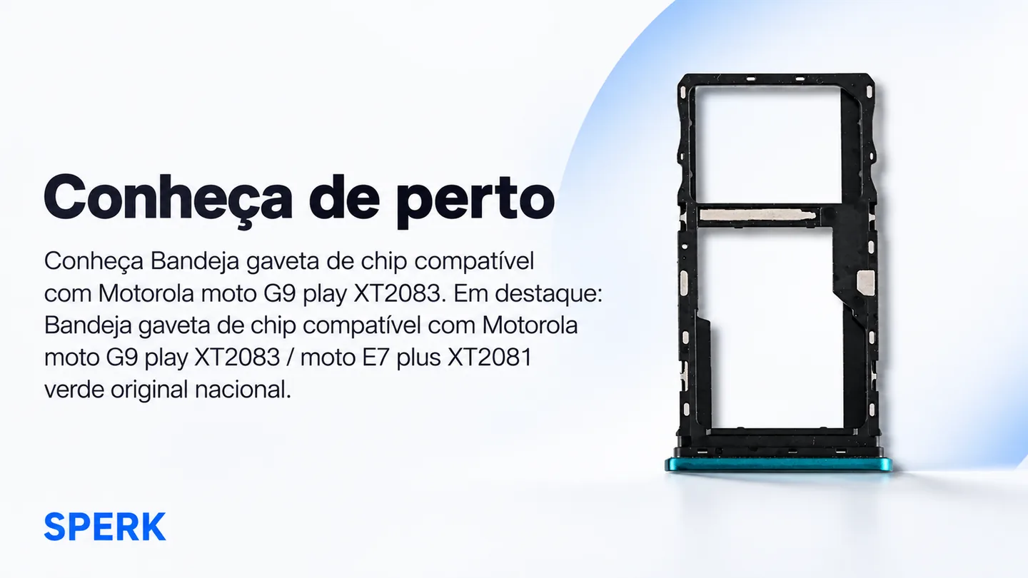 Bandeja gaveta de chip compatível com Motorola moto G9 play XT2083 — heroi descricao
