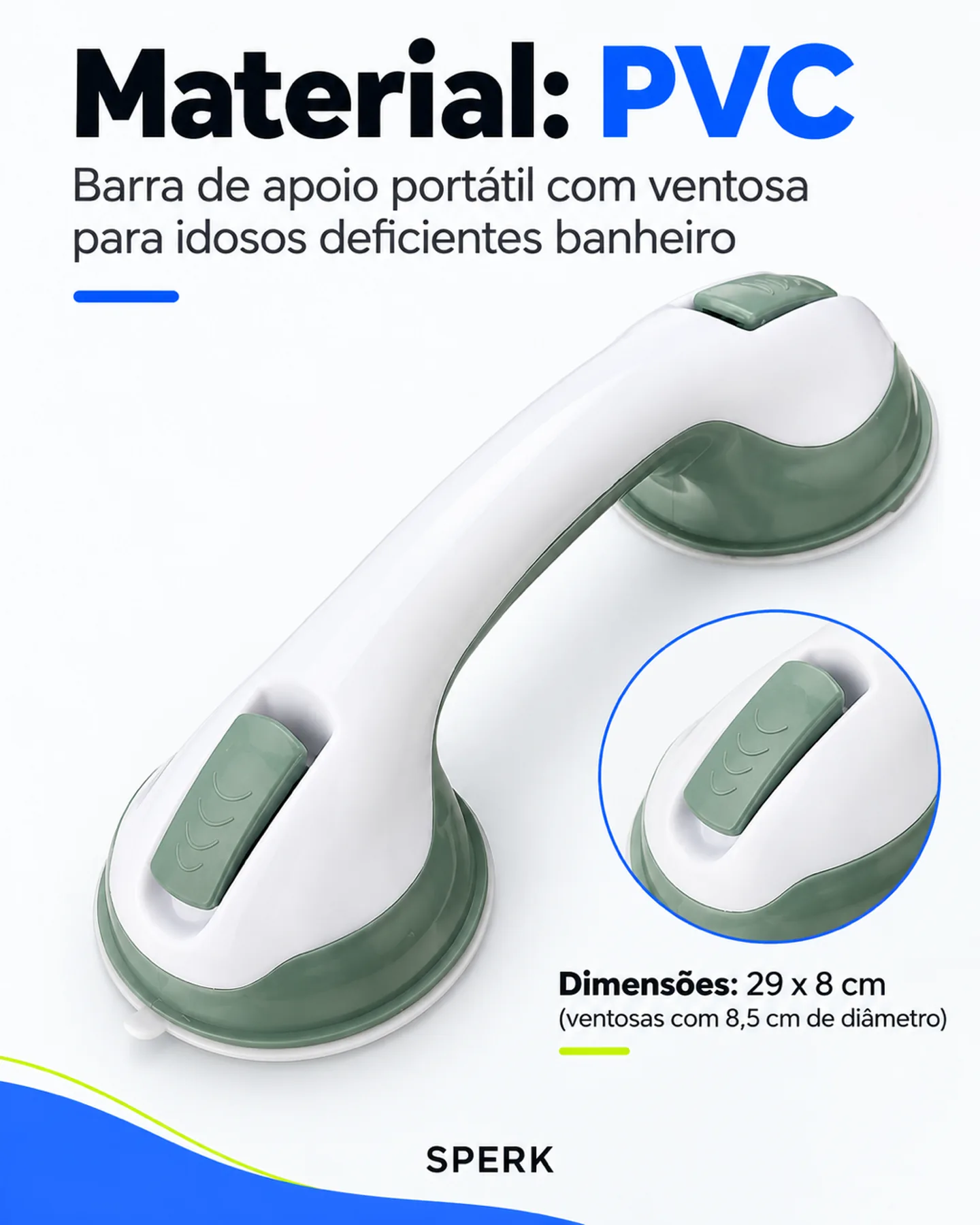 Barra de apoio portátil com ventosa para idosos deficientes banheiro — painel 2