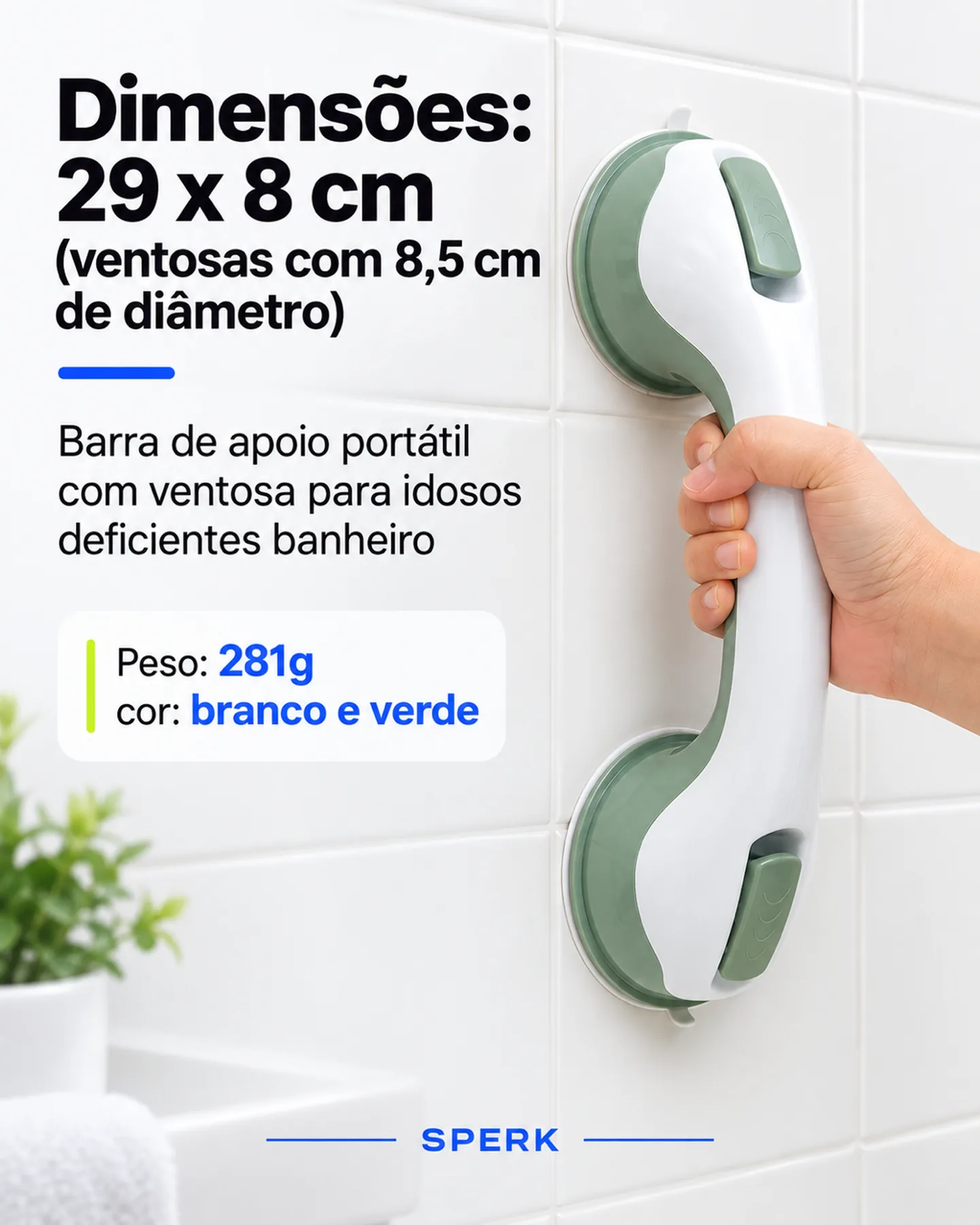 Barra de apoio portátil com ventosa para idosos deficientes banheiro — painel 3