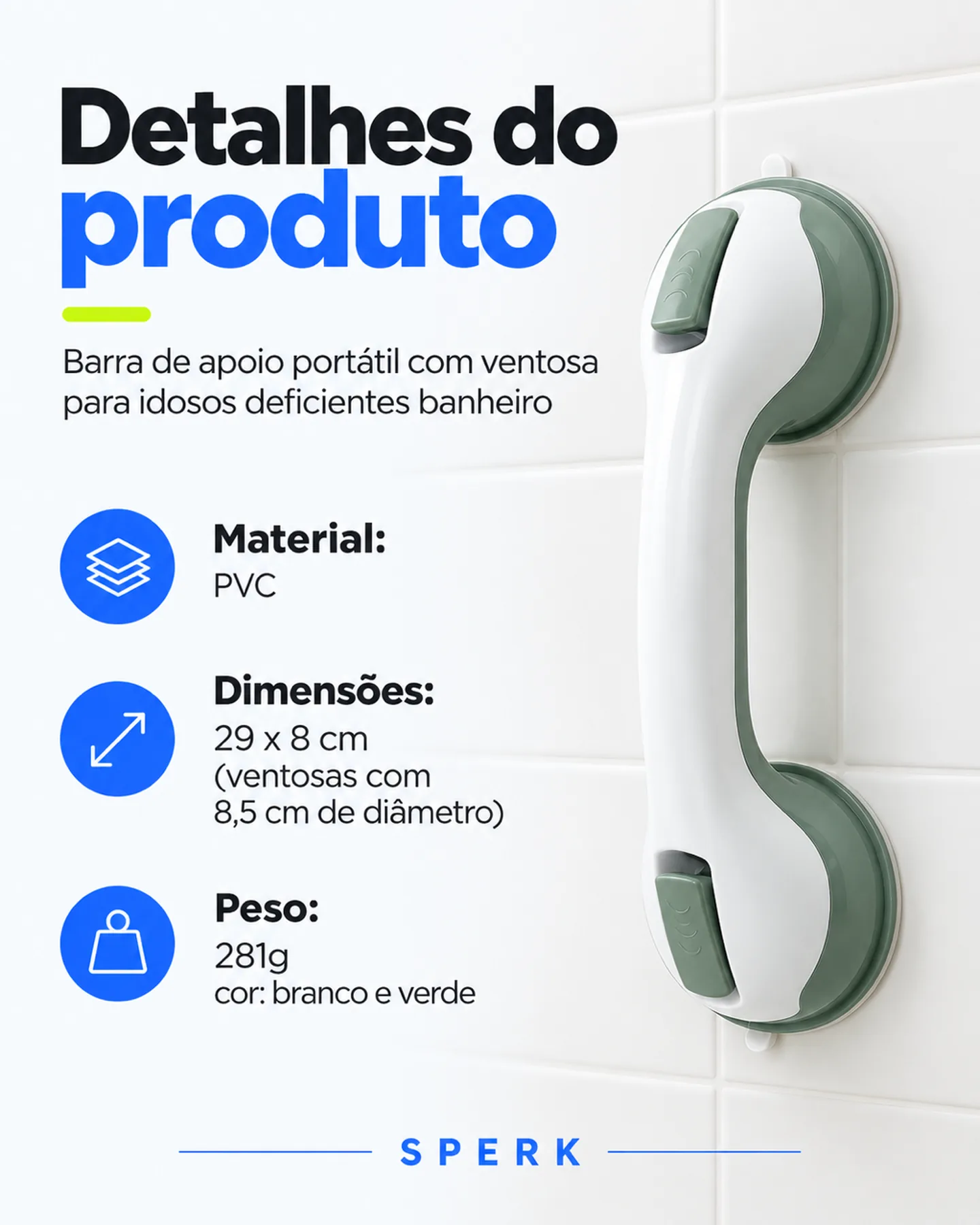 Barra de apoio portátil com ventosa para idosos deficientes banheiro — painel 4