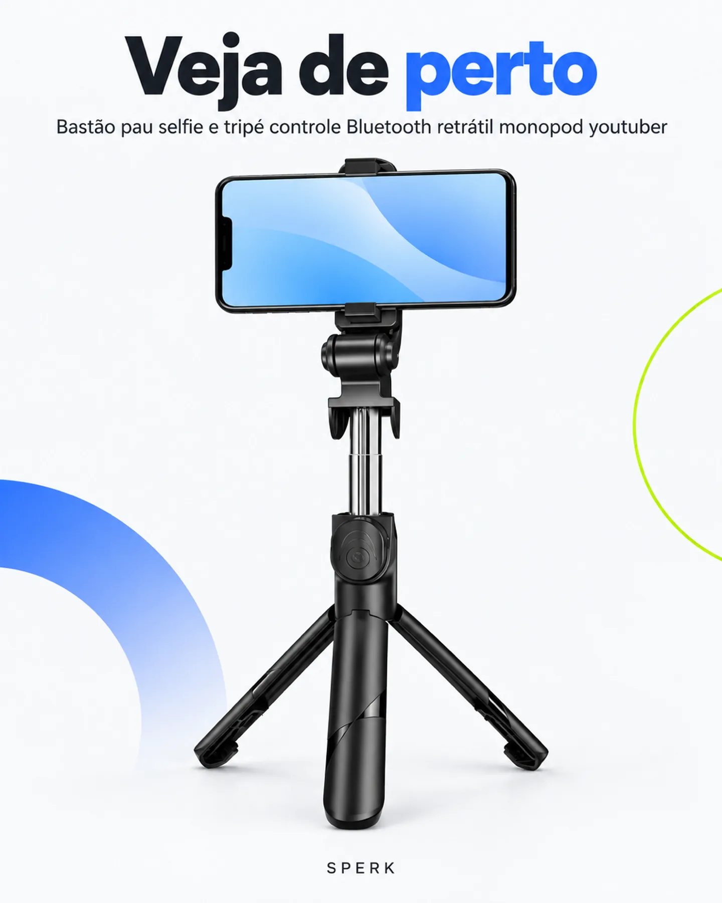 Bastão pau selfie e tripé controle Bluetooth retrátil monopod youtuber — painel 3