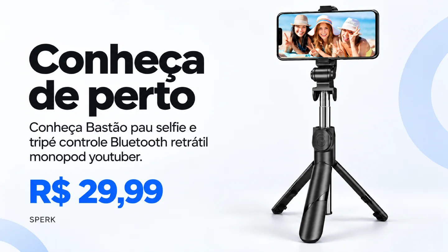 Bastão pau selfie e tripé controle Bluetooth retrátil monopod youtuber — heroi descricao