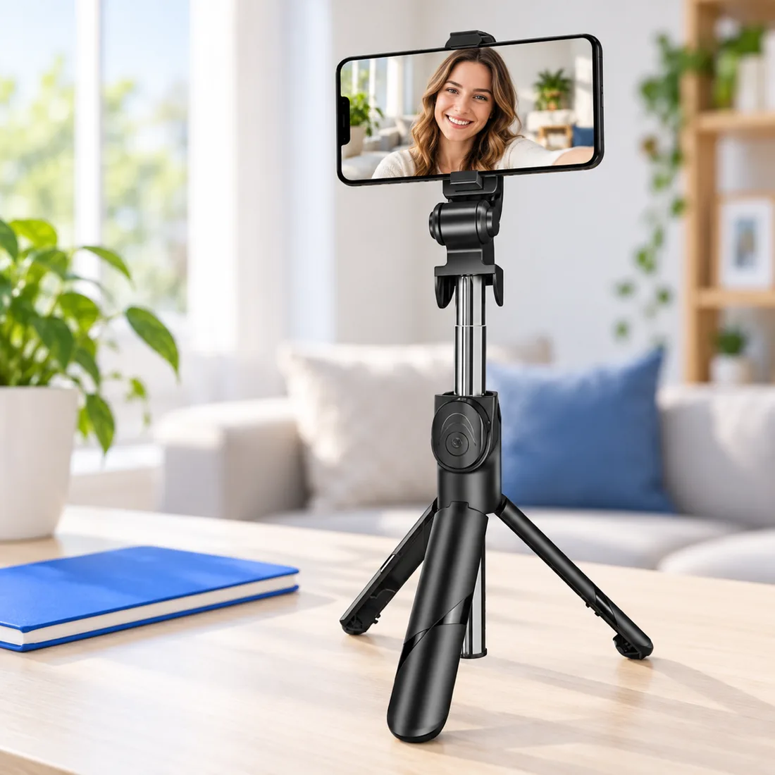 Bastão pau selfie e tripé controle Bluetooth retrátil monopod youtuber — uso