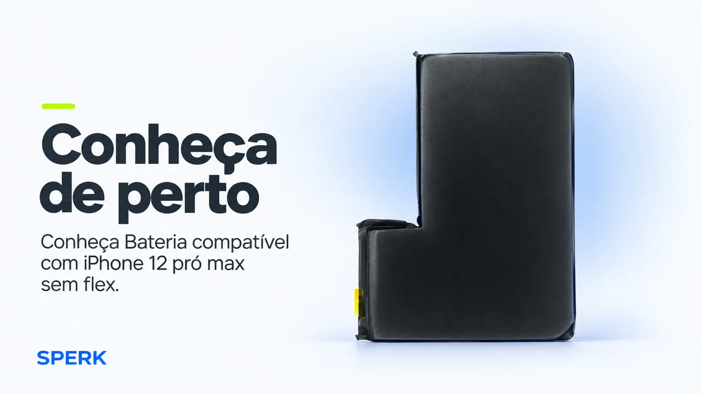 Bateria compatível com iPhone 12 pró max sem flex — heroi descricao
