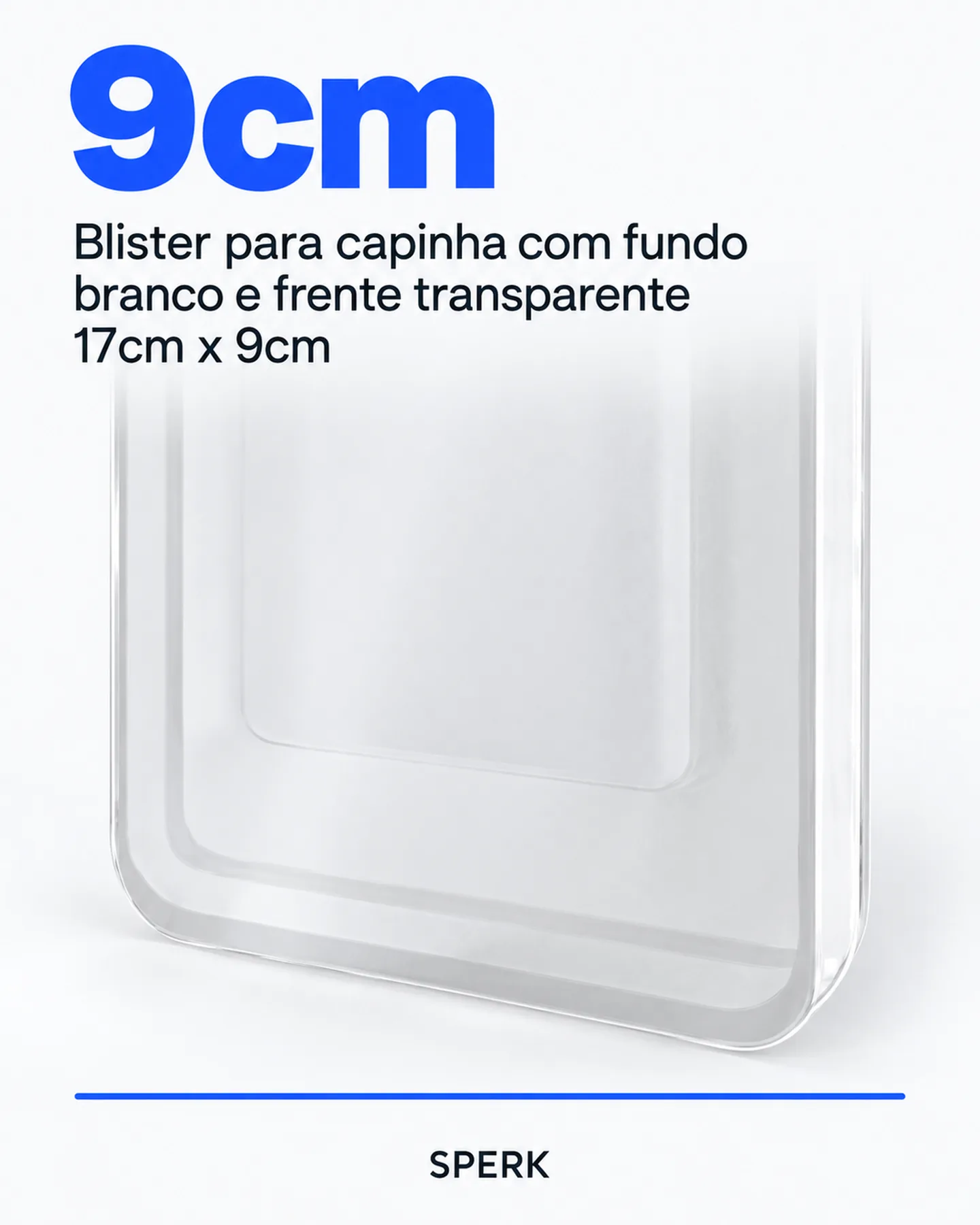 Blister para capinha com fundo branco e frente transparente 17cm x 9cm — painel 3