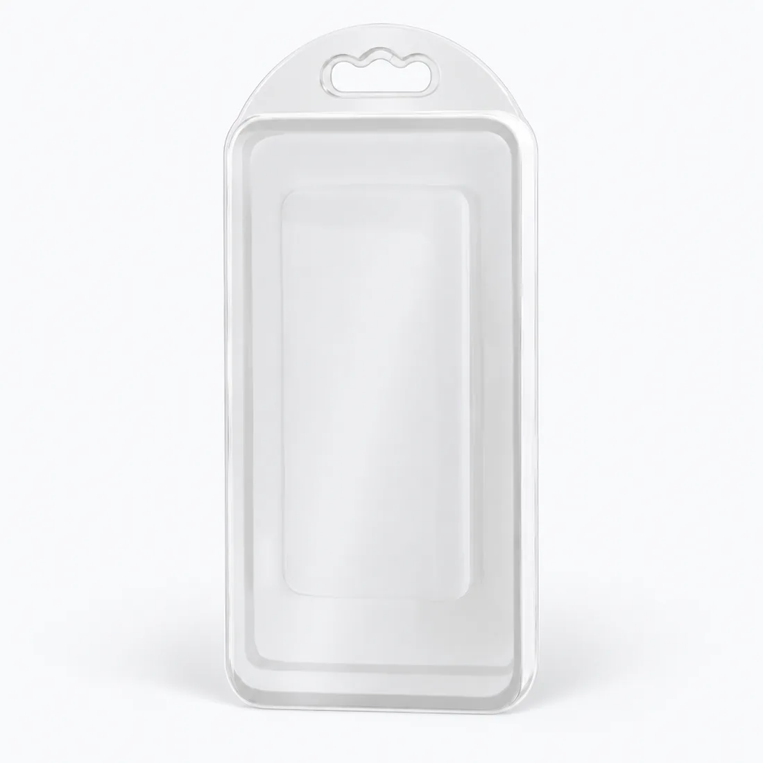 Blister para capinha com fundo branco e frente transparente 17cm x 9cm